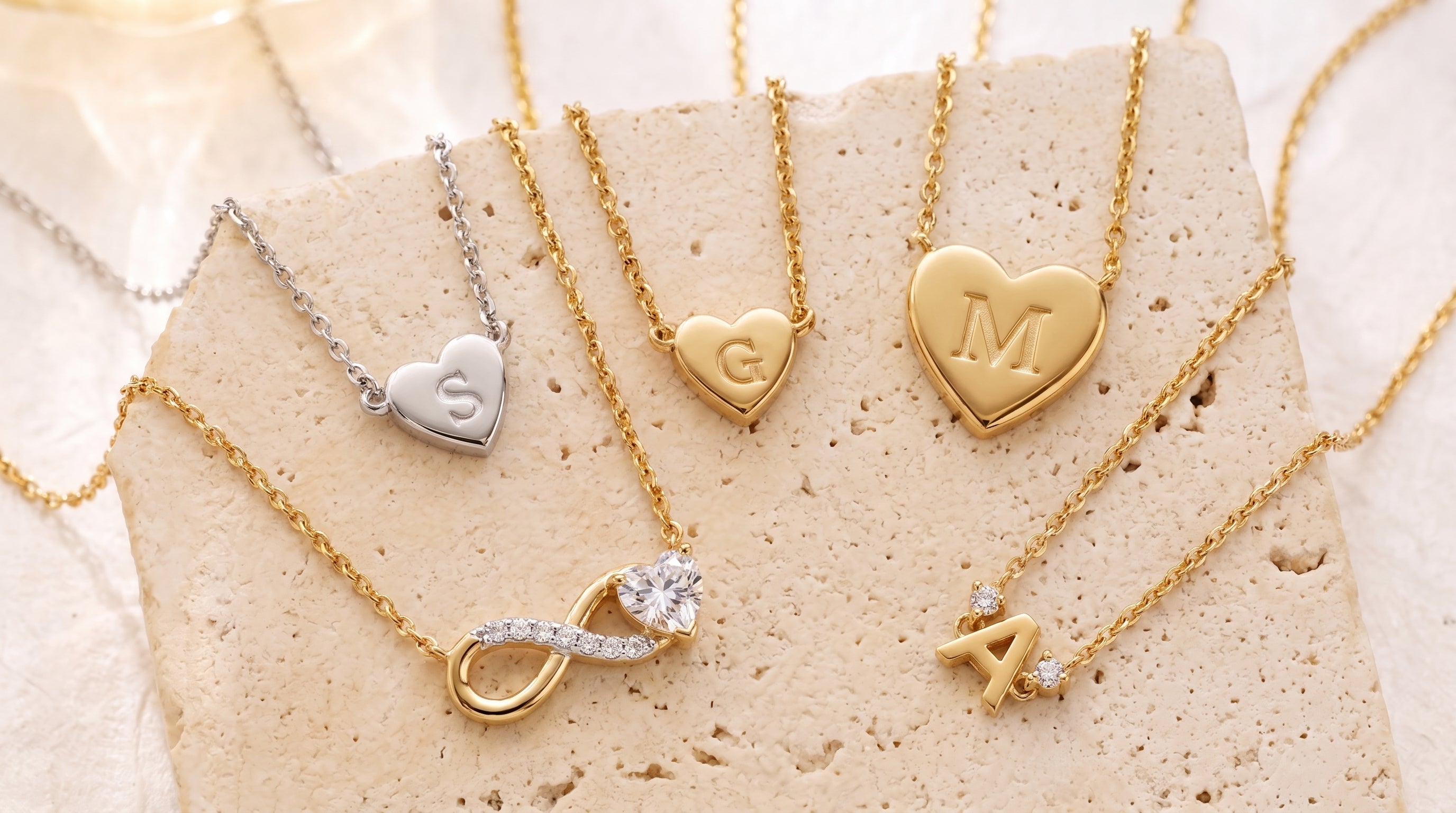 14k gold initial necklace - hero image