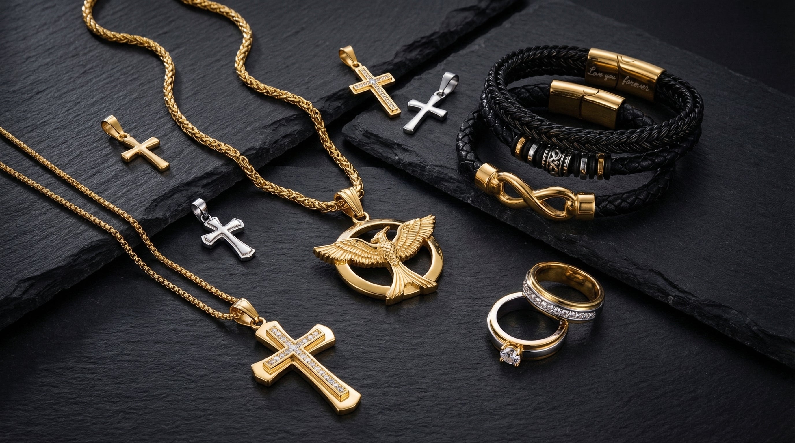 men's gold jewelry set - hero image