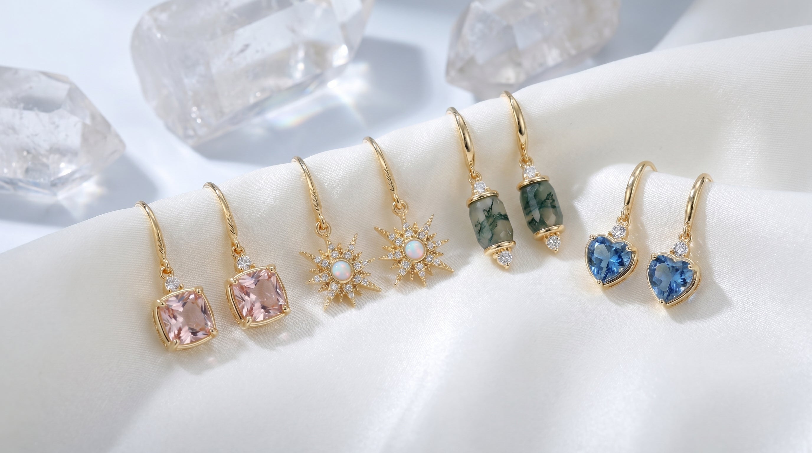 moissanite earrings 14k gold - hero image