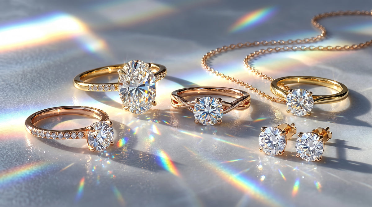 moissanite vs cubic zirconia vs lab grown diamond editorial image