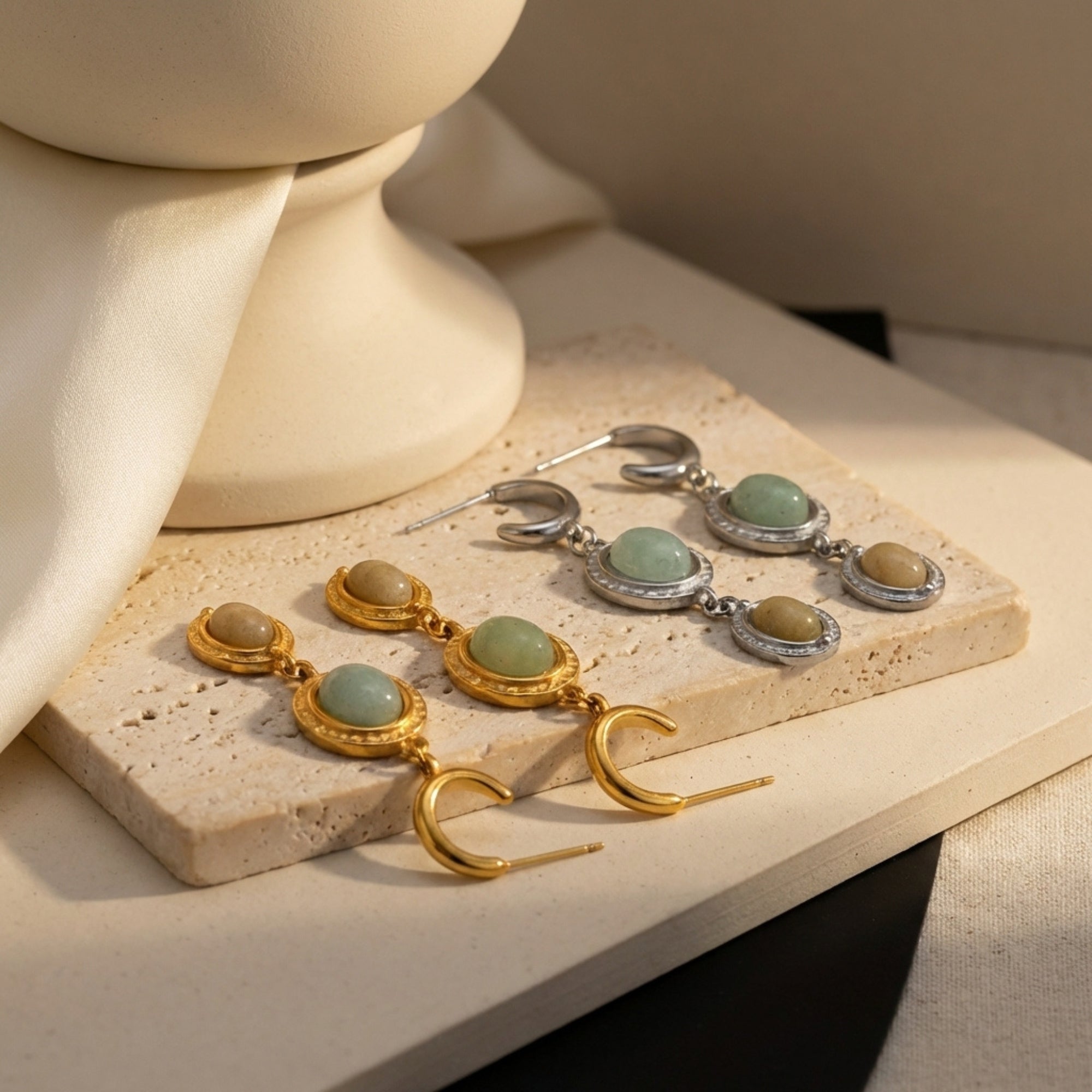 The Gaia Amulet Prehnite & Citrine Earrings