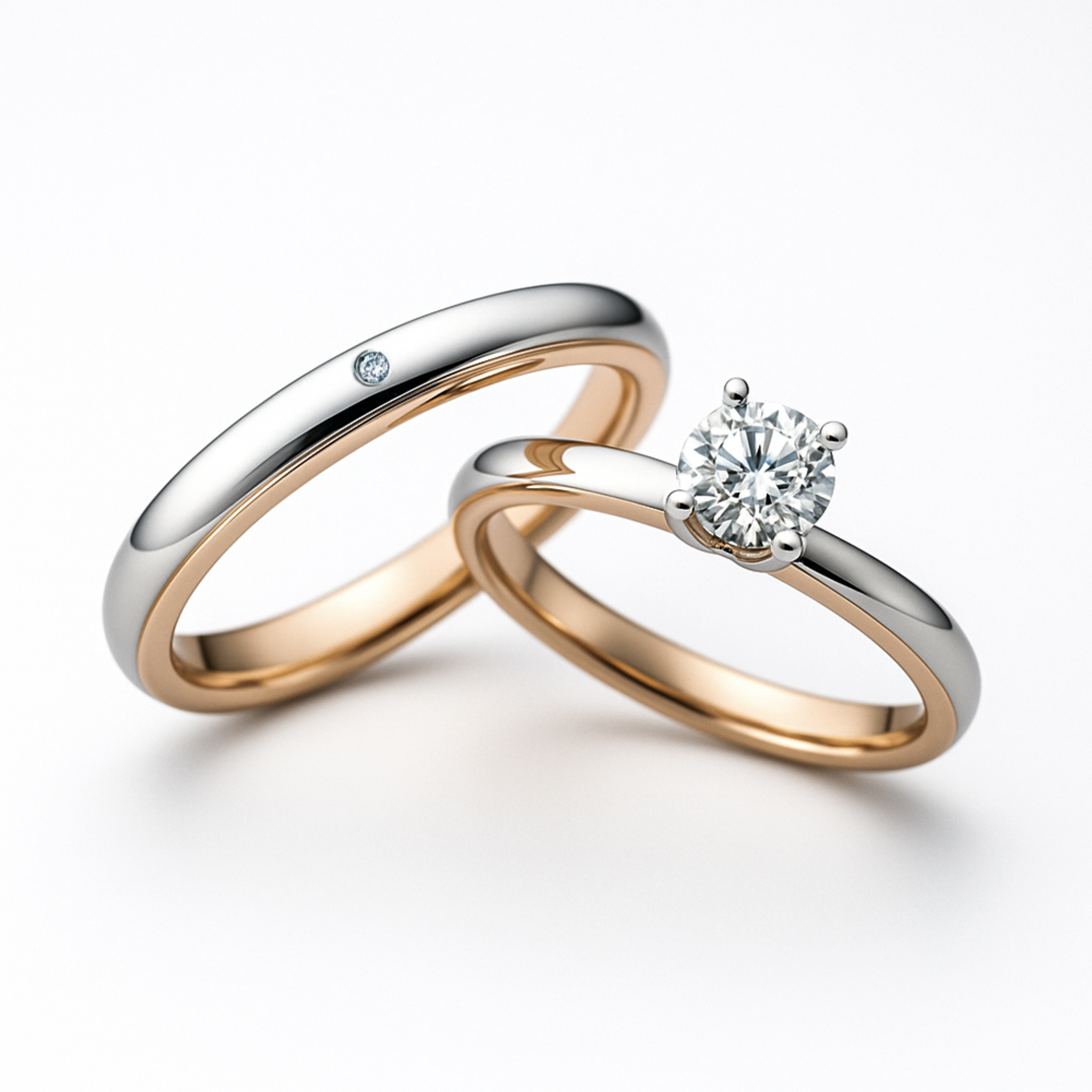 The Domed Two-Tone Couples Rings - View 1