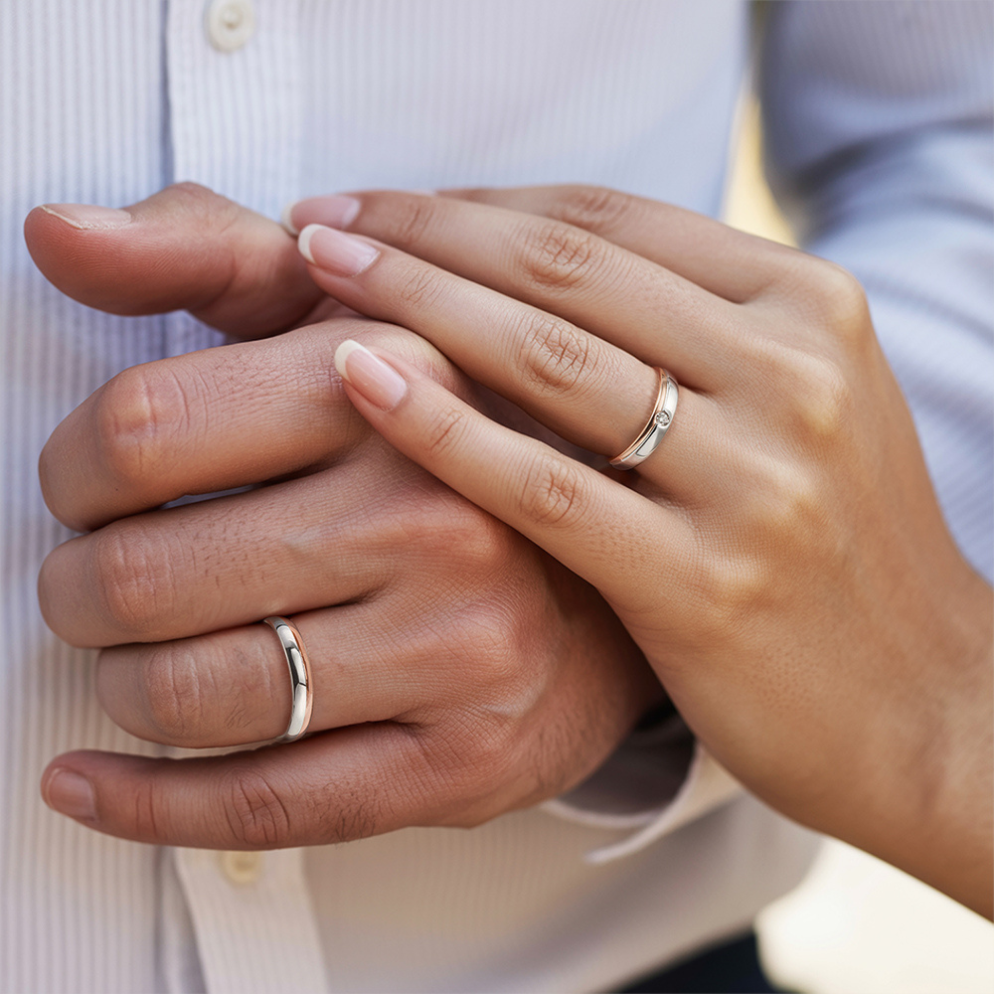The White Rose-Inlay Couples Rings - View 3