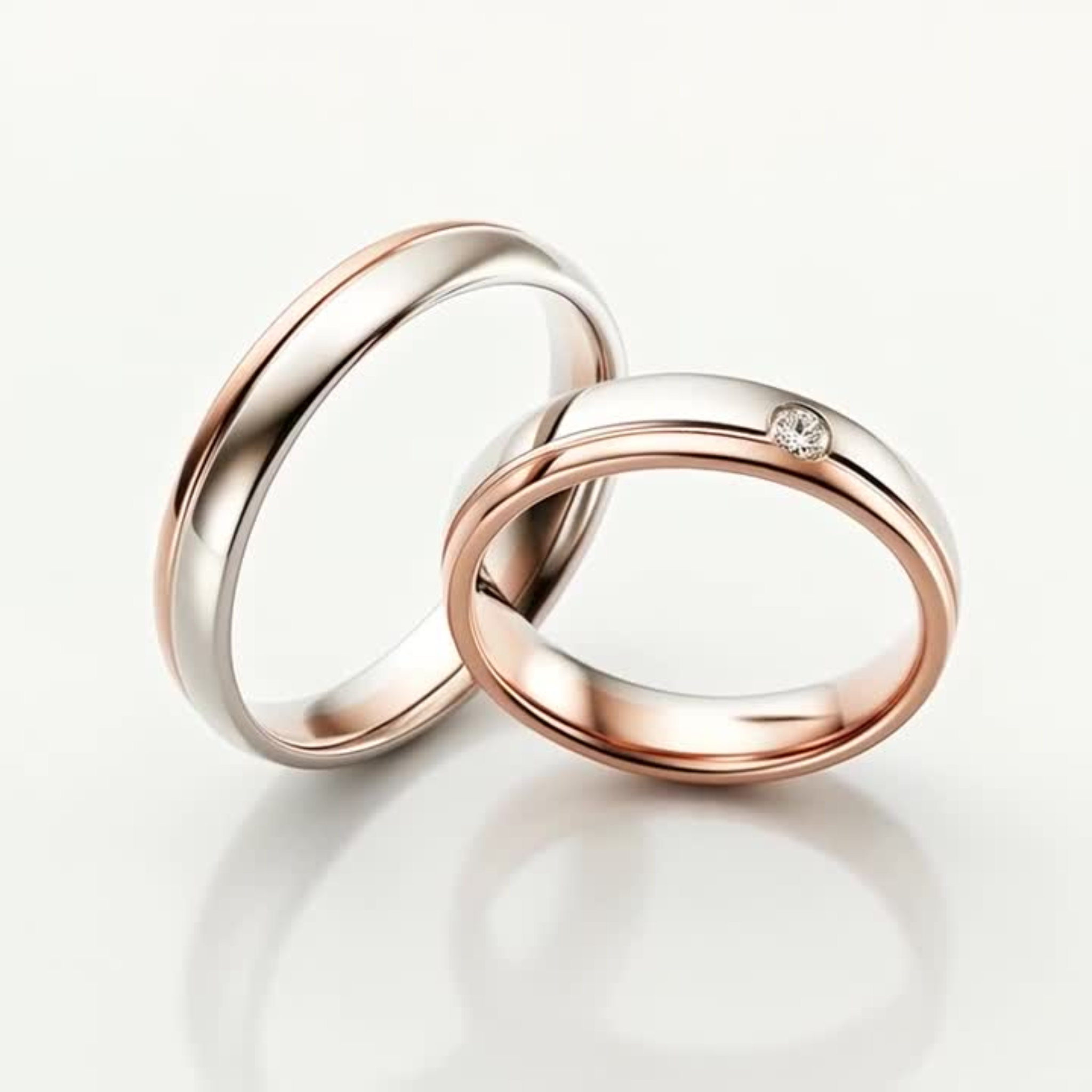 The White Rose-Inlay Couples Rings - View 6