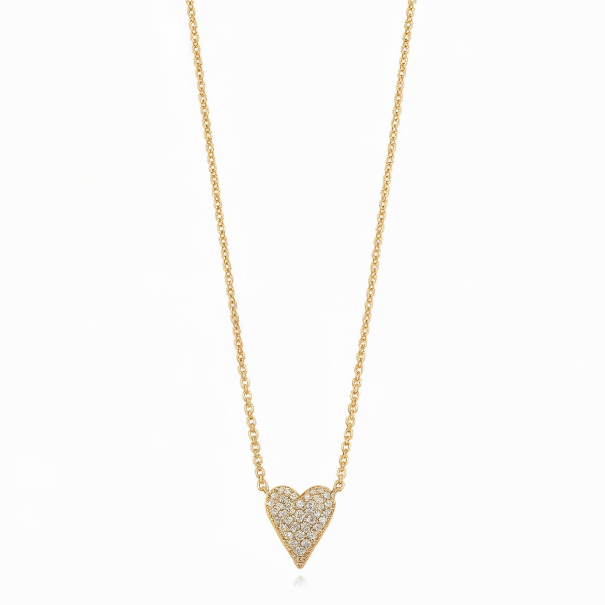 Solid gold necklace with a lab-grown diamond heart pendant.