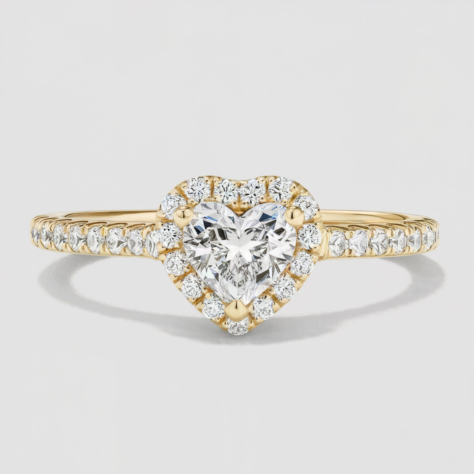 The Adore You Heart Ring, a 14K solid gold ring featuring a 2CT heart-cut moissanite.