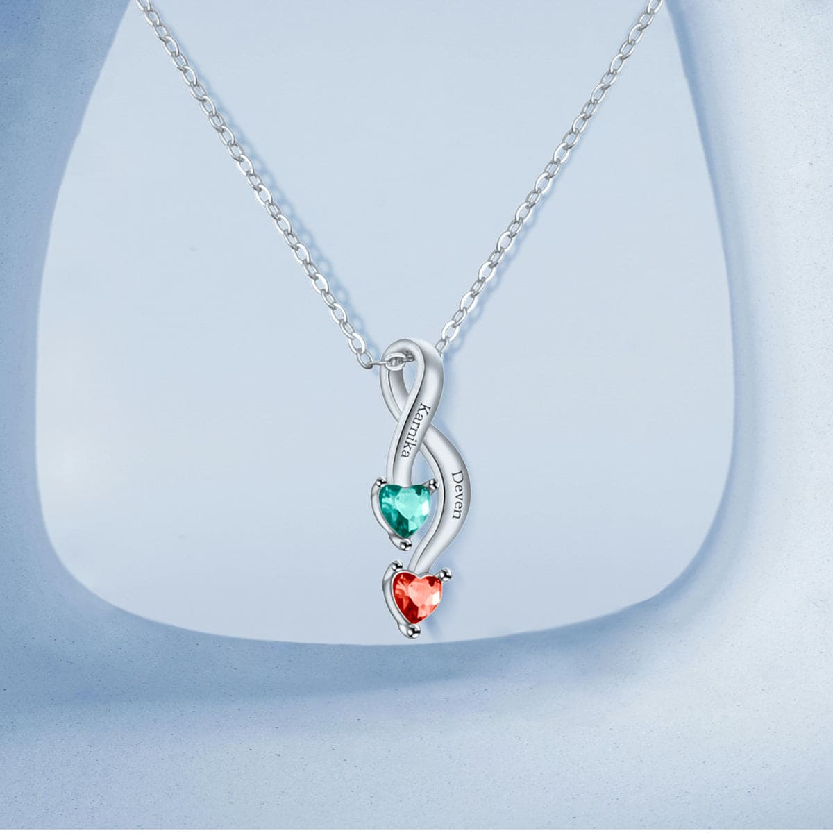 パーソナライズされた無限の誕生石ネックレス - ステンレス製