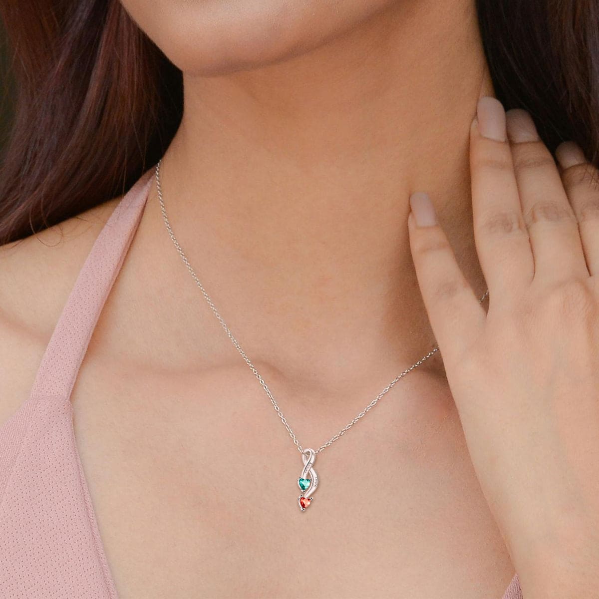 パーソナライズされた無限の誕生石ネックレス - ステンレス製