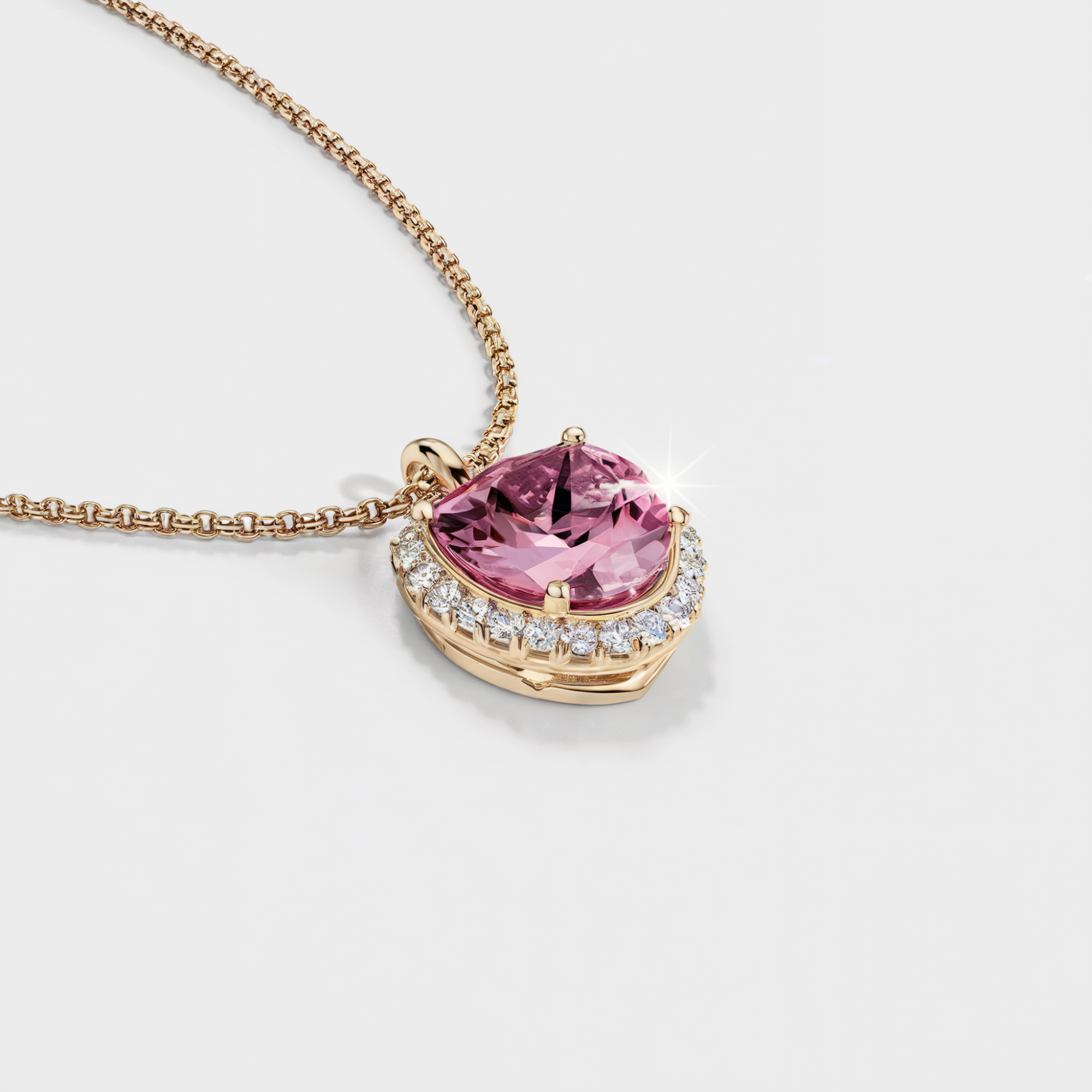 ハート型シークレットヘイローネックレス