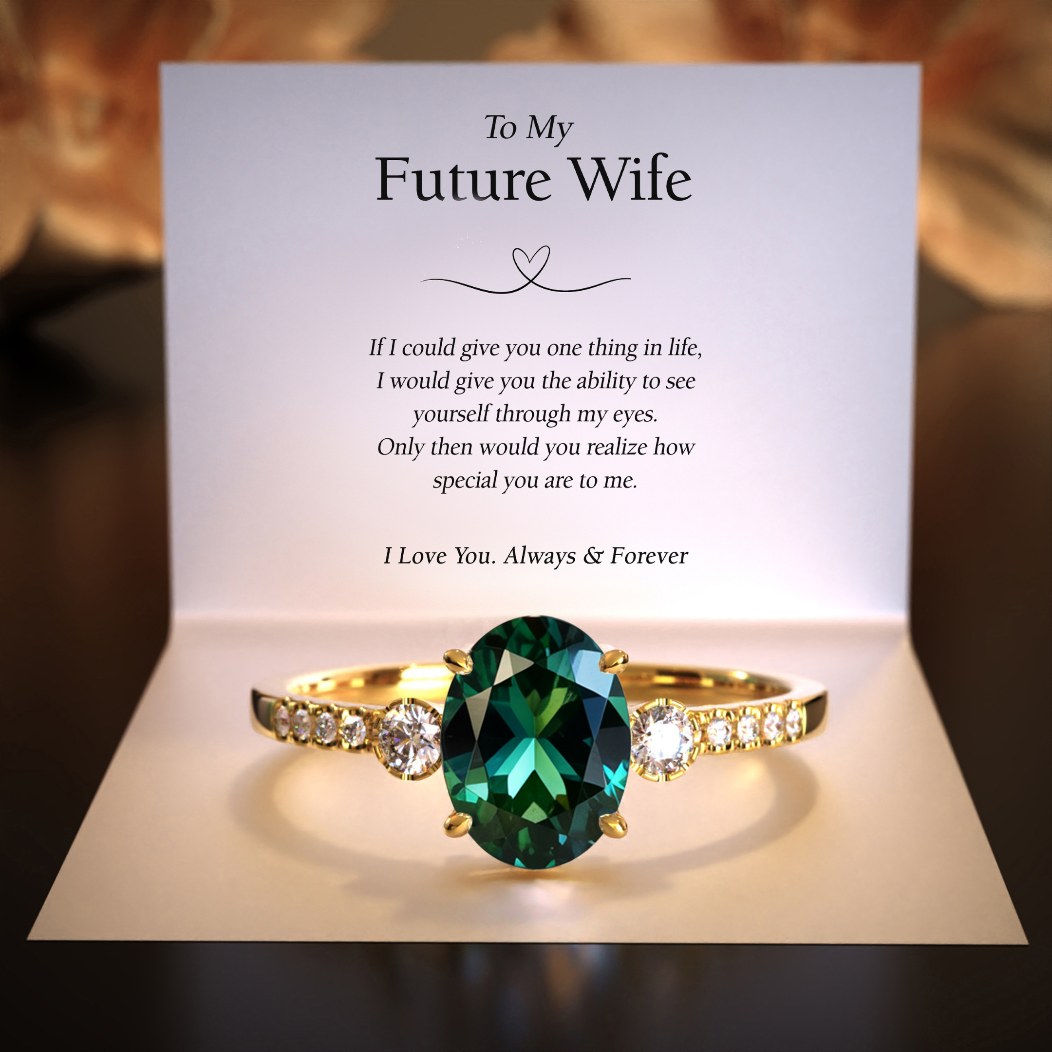 The Luna | 未来の妻へ | 2CTオーバルカット グリーンモアッサナイトリング