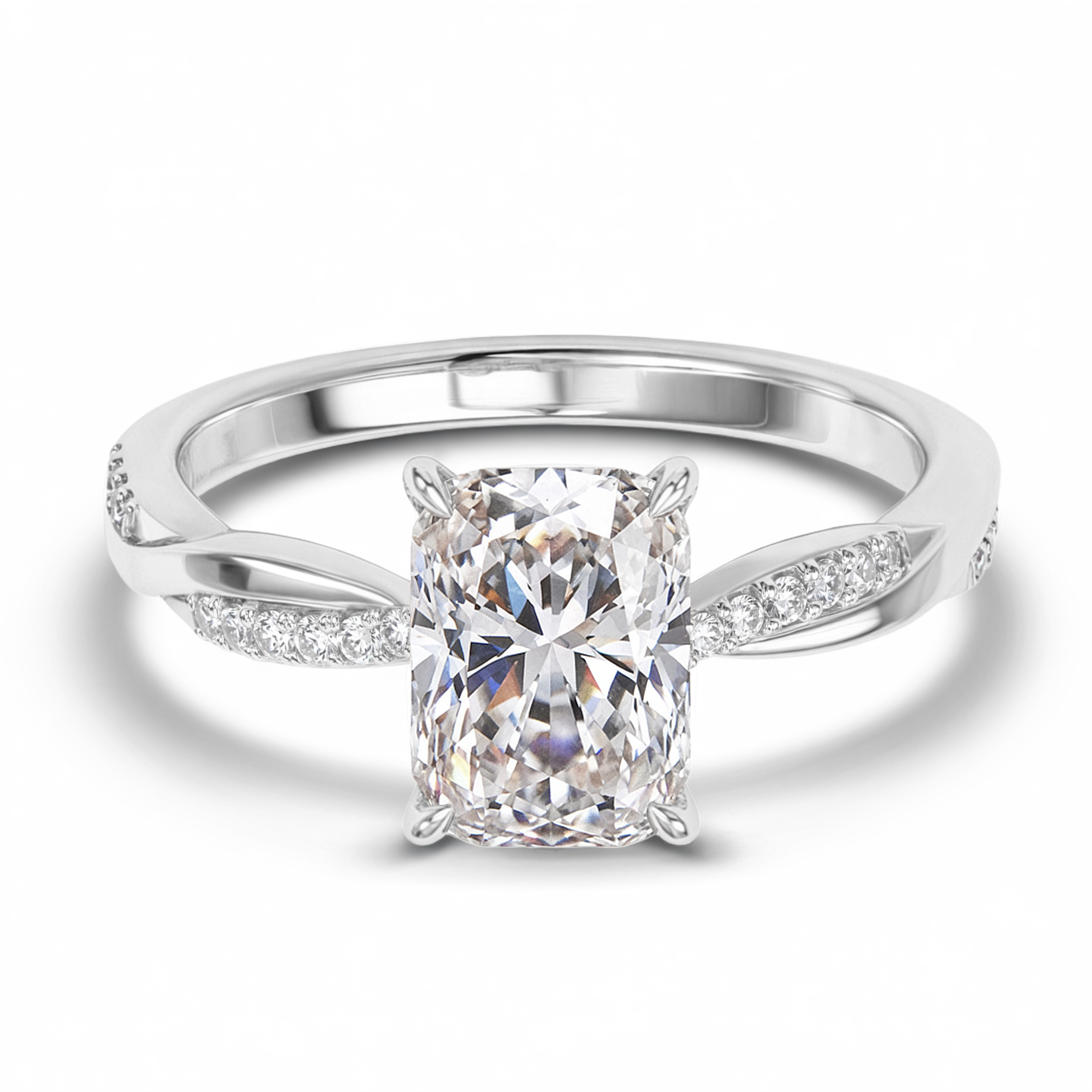 ツイストバンド 1CT ラディアントカット モアッサナイトリング