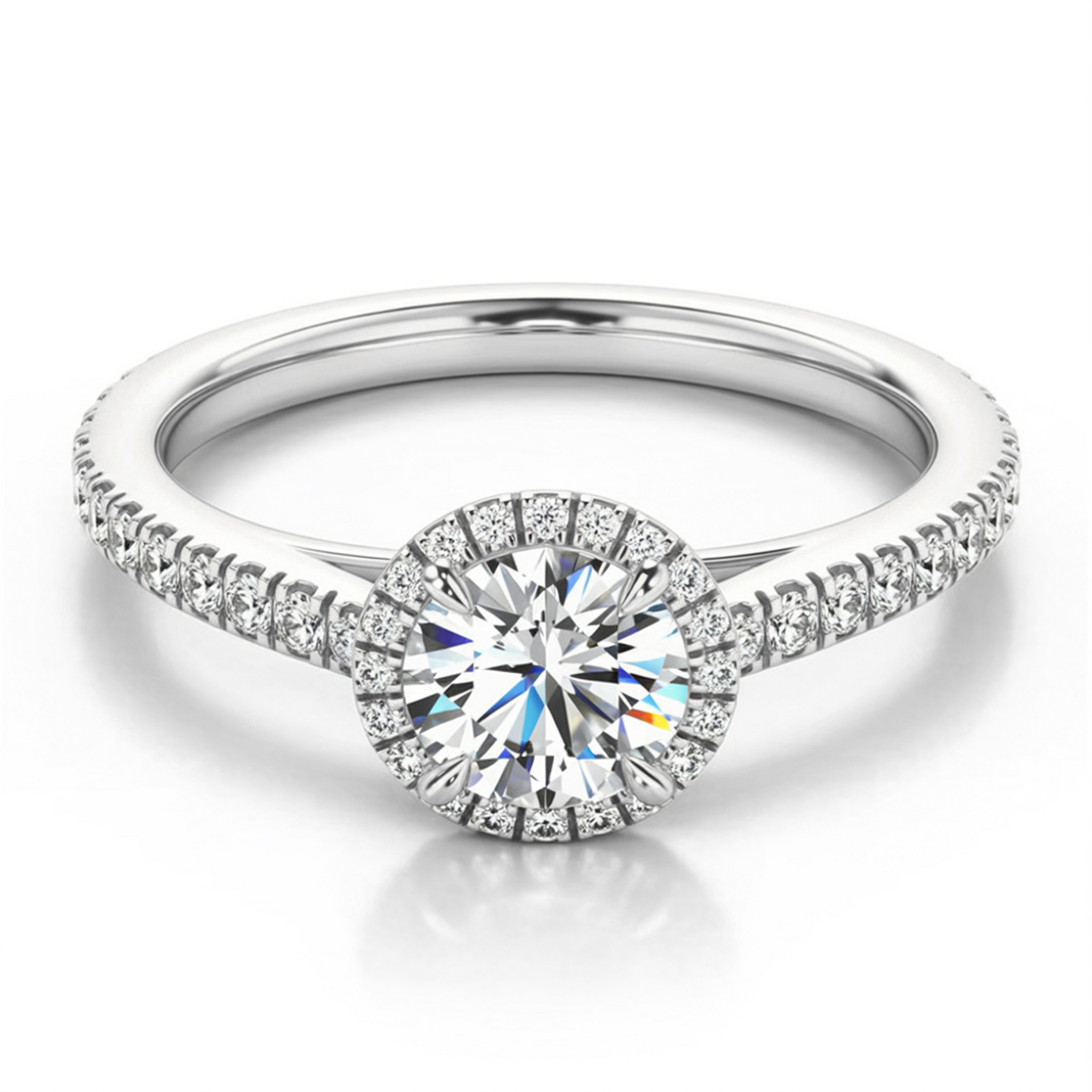 1CT ラウンドカット ヘイロー エタニティ モアッサナイトリング