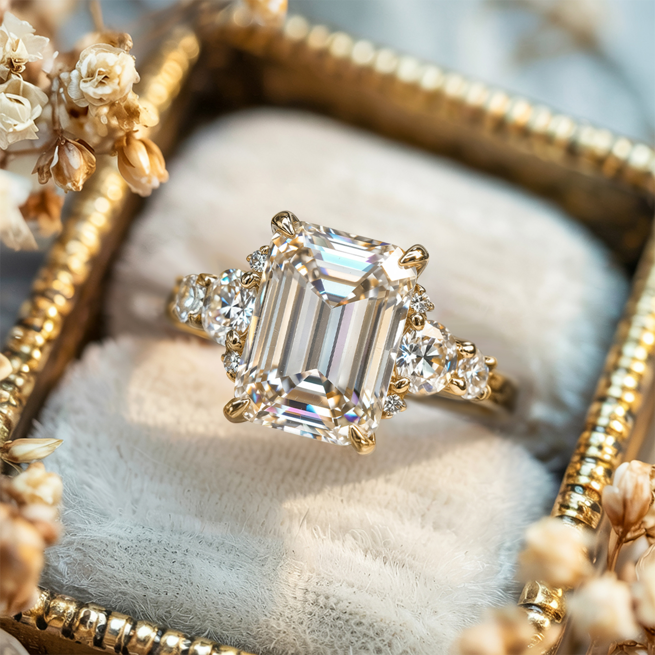 <The Bella Jewel 2CT Emerald Cut Moissanite Ring>
ベラジュエル 2CT エメラルドカット モアッサナイトリング