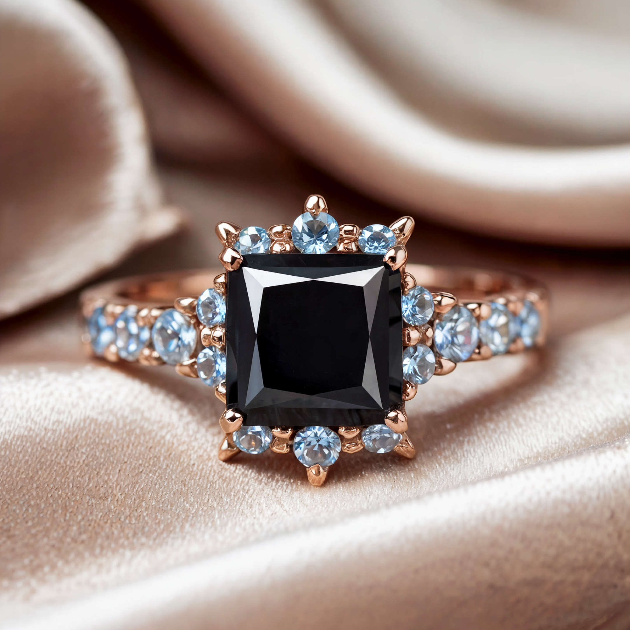 カテリーナ 1CT プリンセスカット ブラックモアサナイトリング