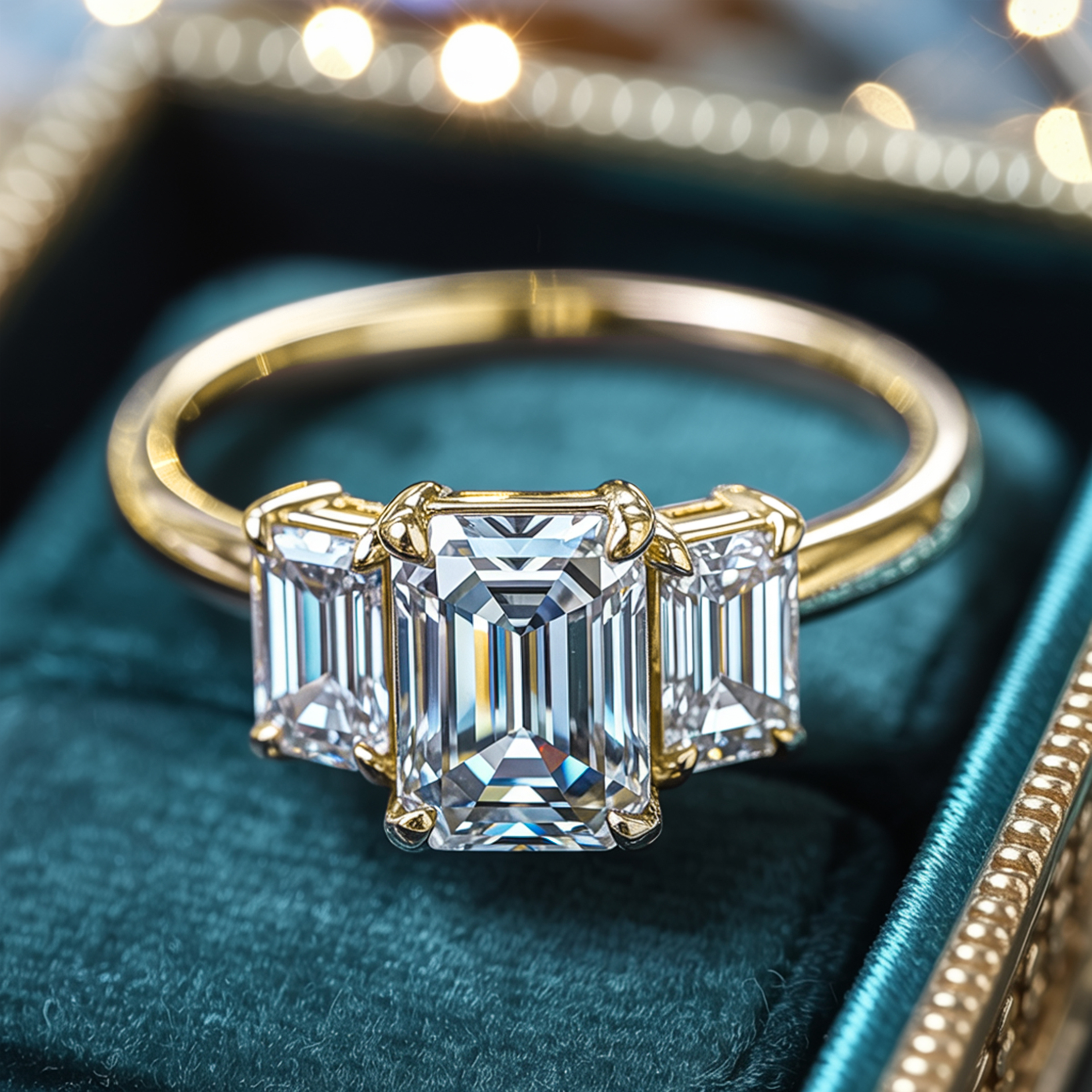 アデリナ・レイ – スリーストーン モアッサナイトリング