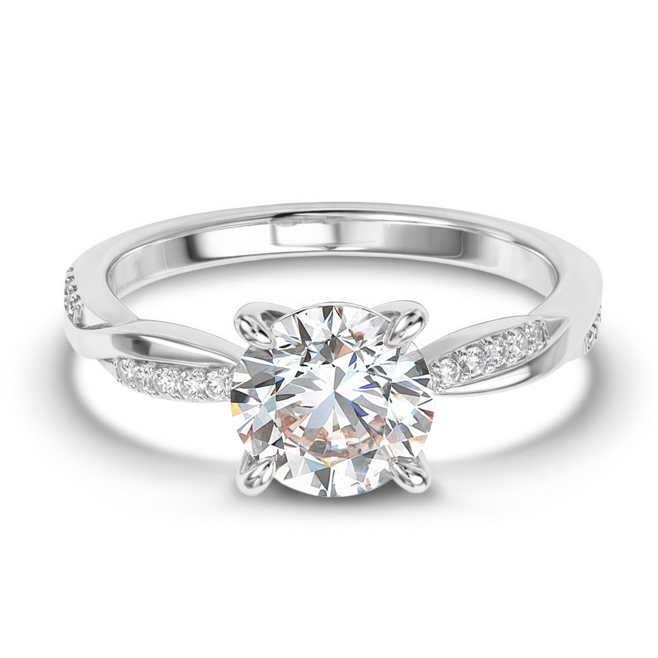 ツイストバンド 4CT ラウンドカット モアッサナイトリング