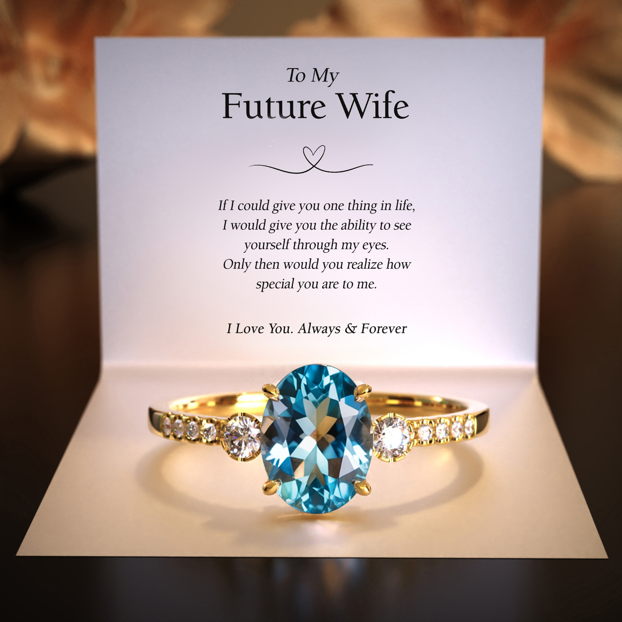 The Luna | 2CT オーバルカット ブルーモアサナイトリング | 未来の妻へ