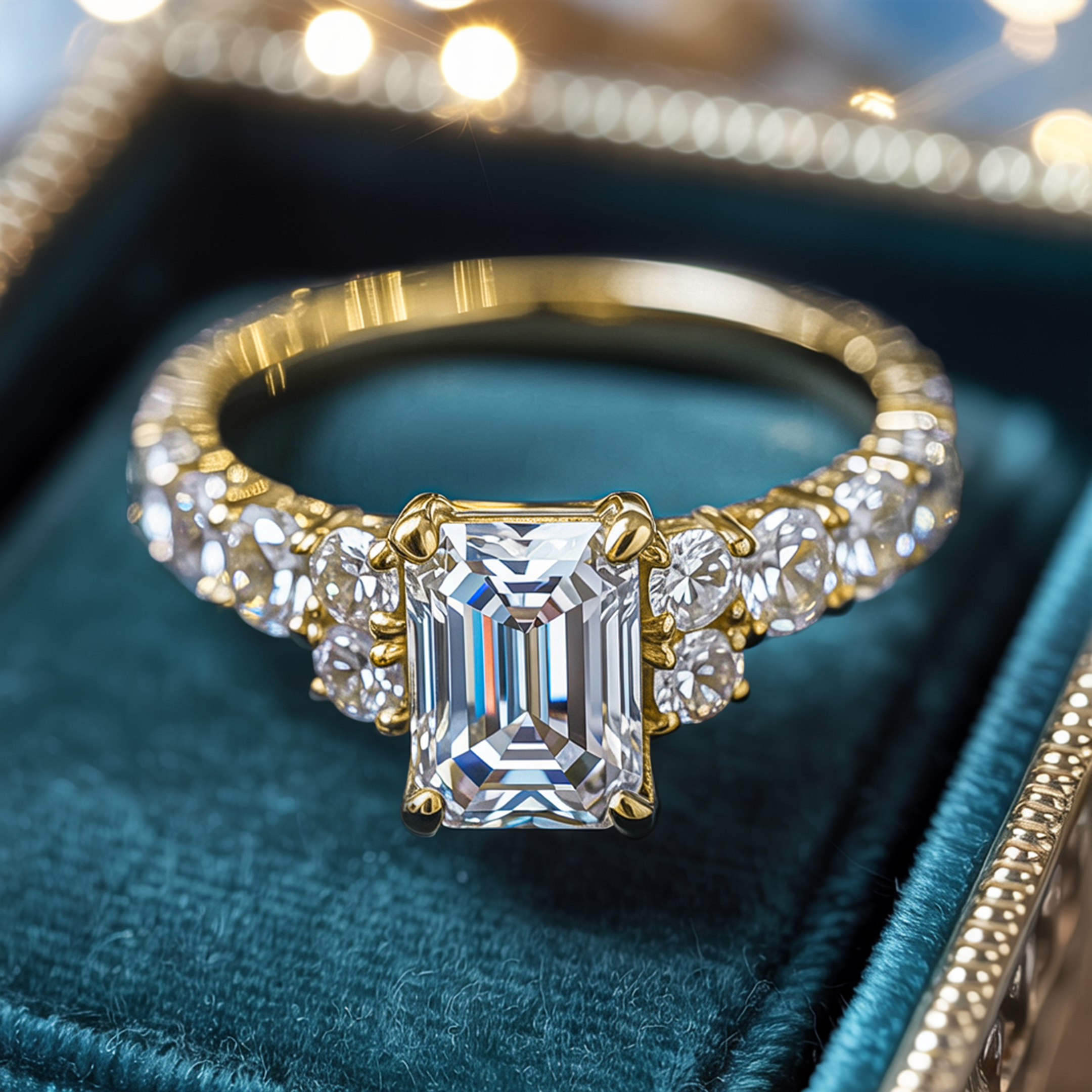 アデリナ・レイ 1CT エメラルドカット モアッサナイトリング