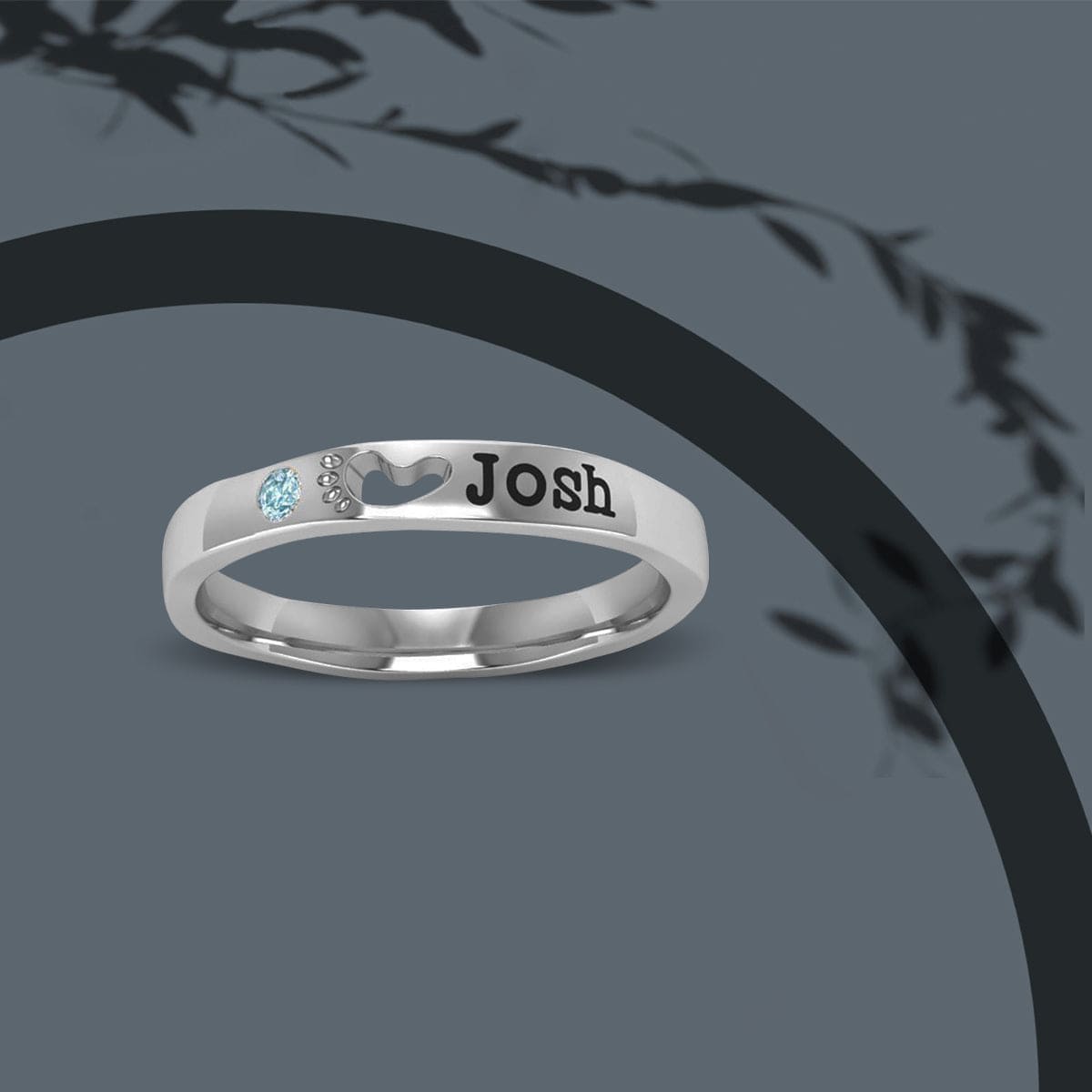 パーソナライズ ラウンドブリリアントカット 誕生石 ネームリング - S925 スターリングシルバー