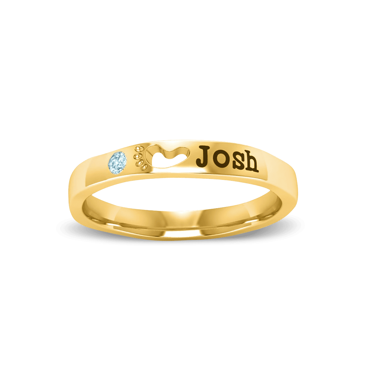 パーソナライズ ラウンドブリリアントカット 誕生石 ネームリング - S925 スターリングシルバー