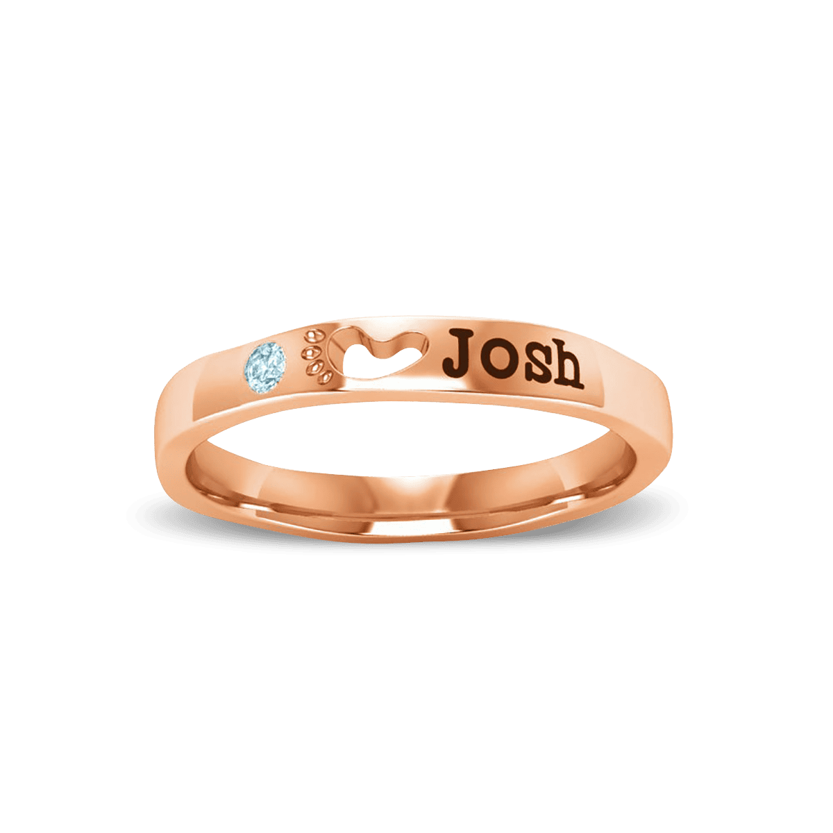 パーソナライズ ラウンドブリリアントカット 誕生石 ネームリング - S925 スターリングシルバー