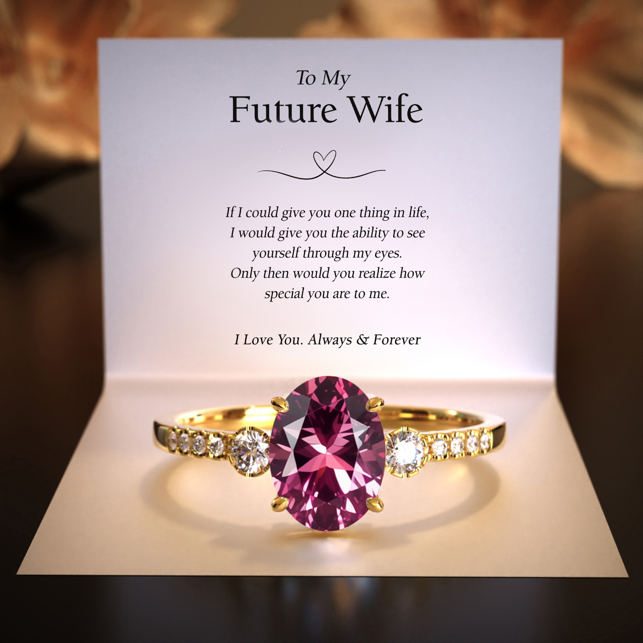 Luna 2CT オーバルカット ピンクモアサナイトリング | 未来の妻へ