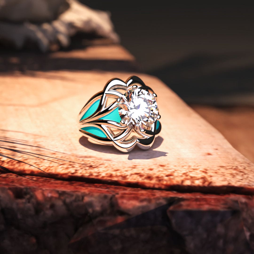 The Ocean Star: Ethical Diamond Ring - S925 Sterling Silver