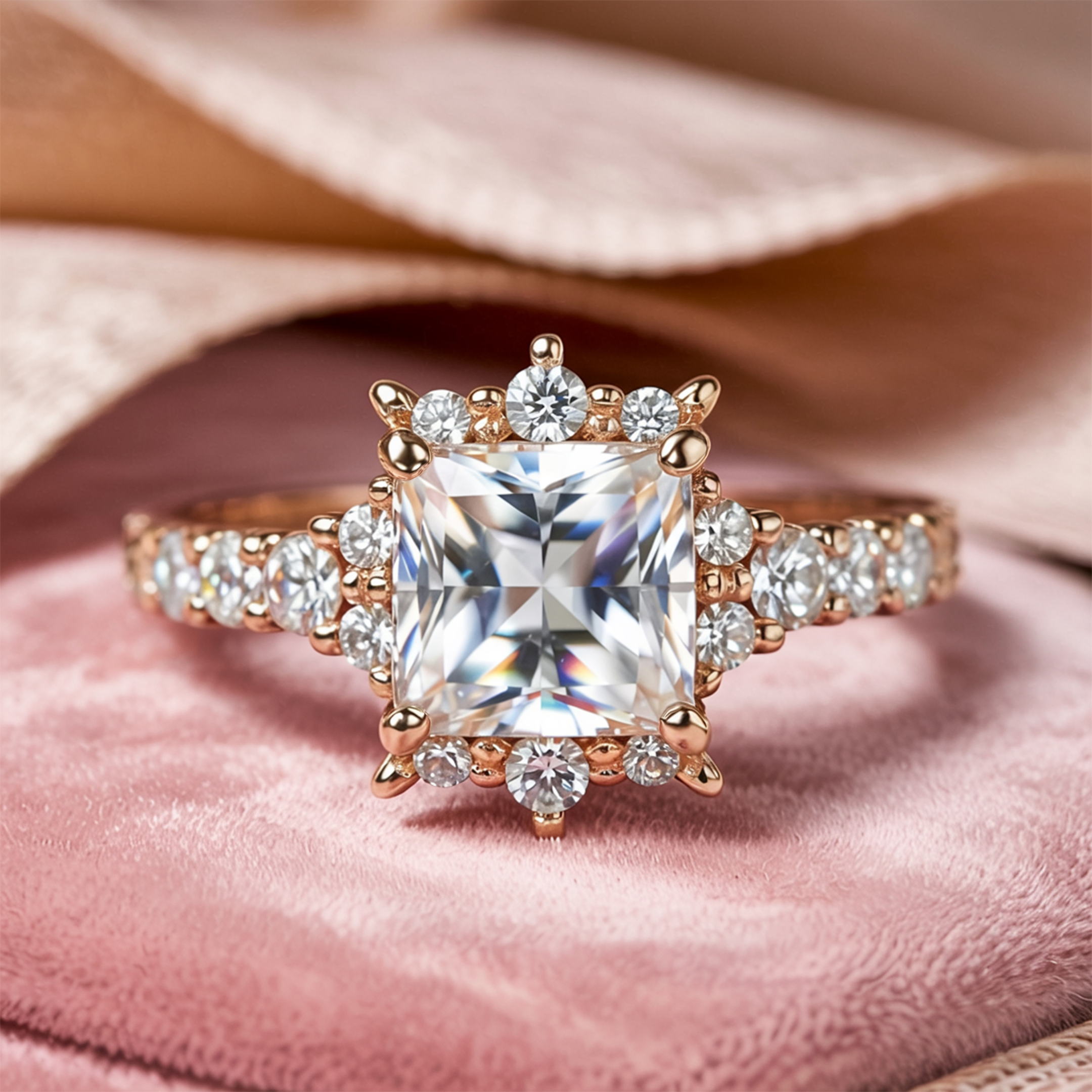 カテリーナ 1CT プリンセスカット ホワイトモアサナイトリング