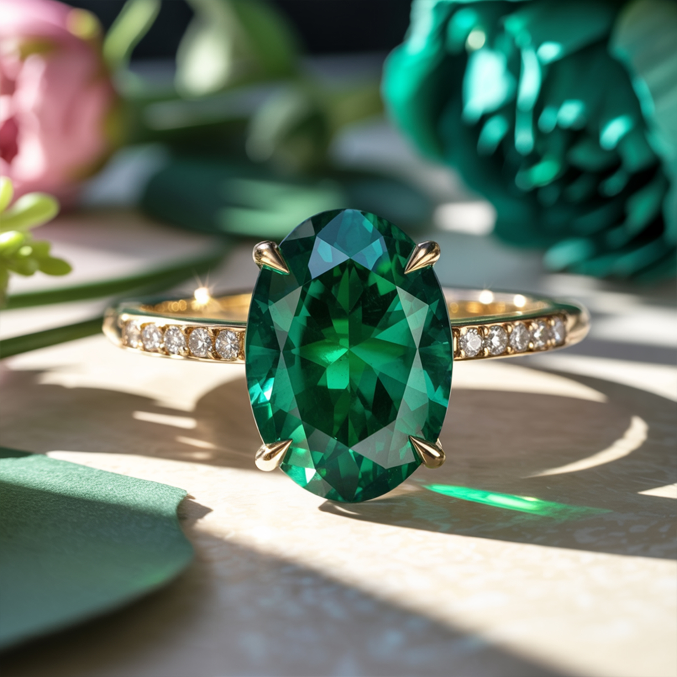 La bague Opaline - Moissanite verte