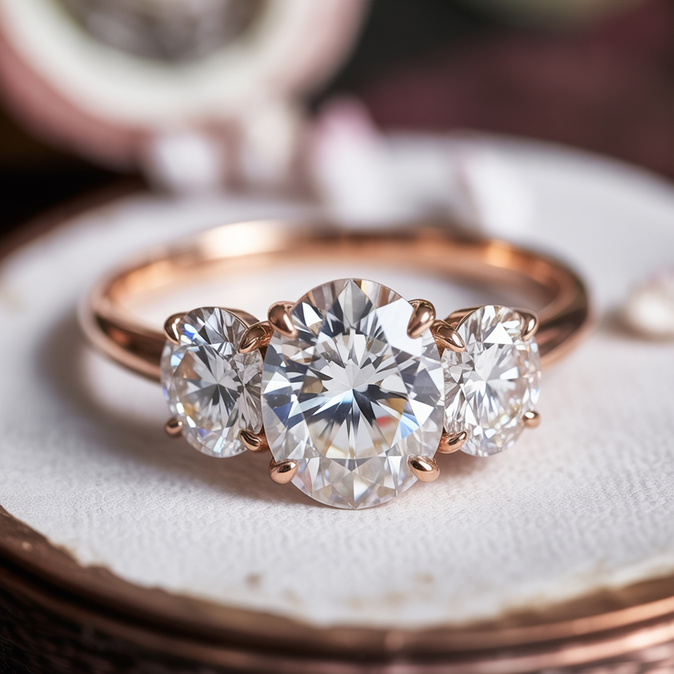 ルナ - スリーストーン モアッサナイトリング