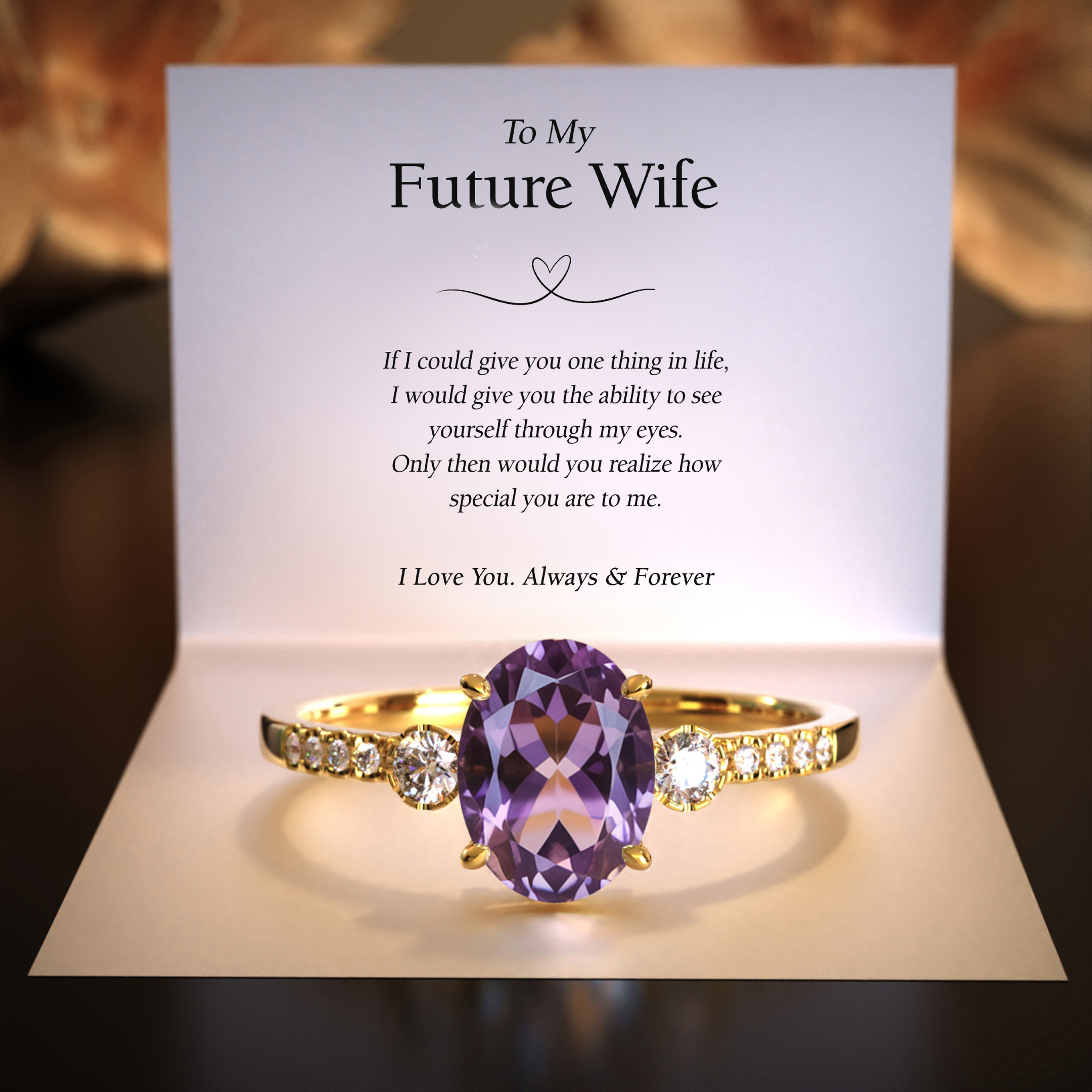 The Luna | 未来の妻へ 2CT オーバルカット パープル モアサナイトリング