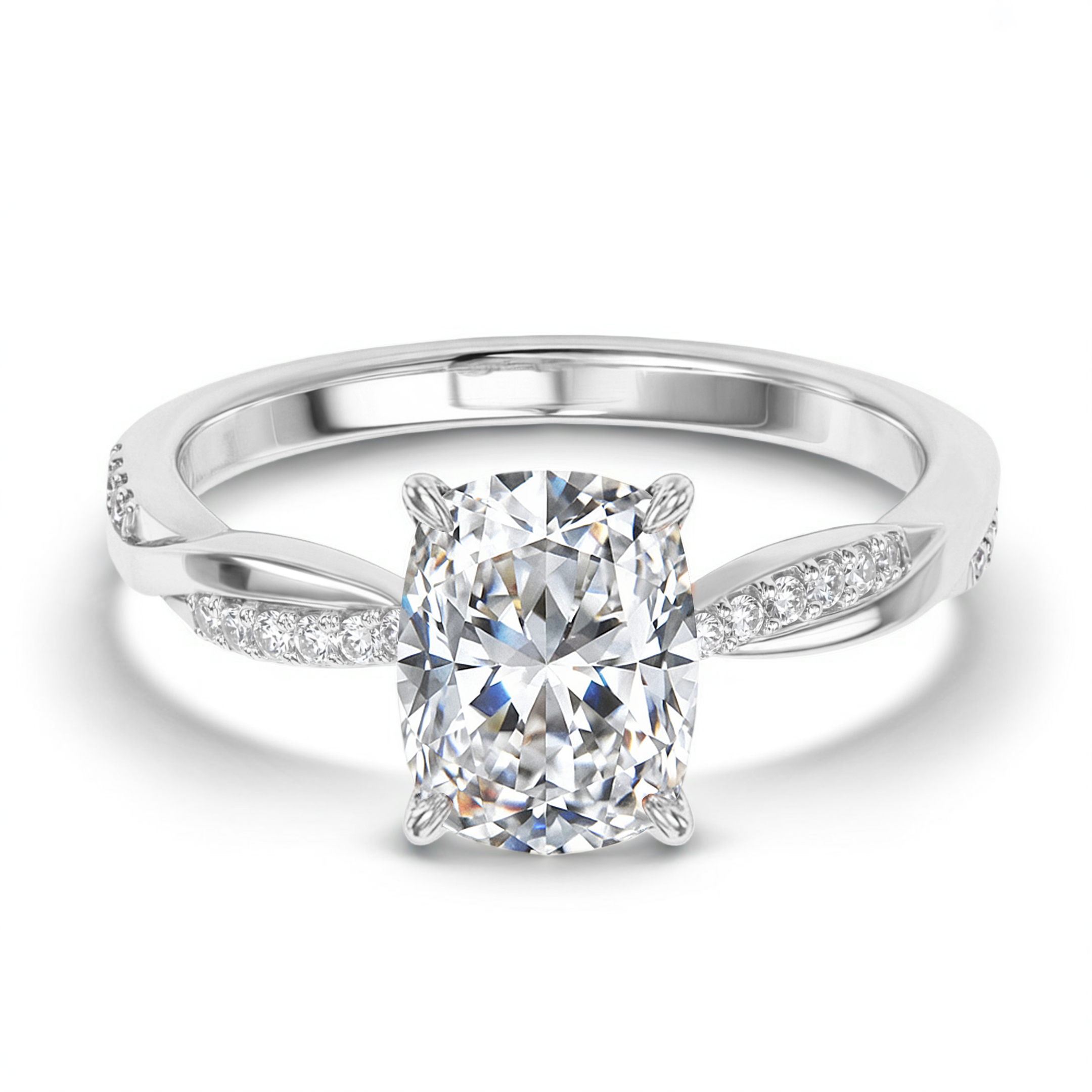 ツイストバンド 1CT クッションカット モアッサナイトリング