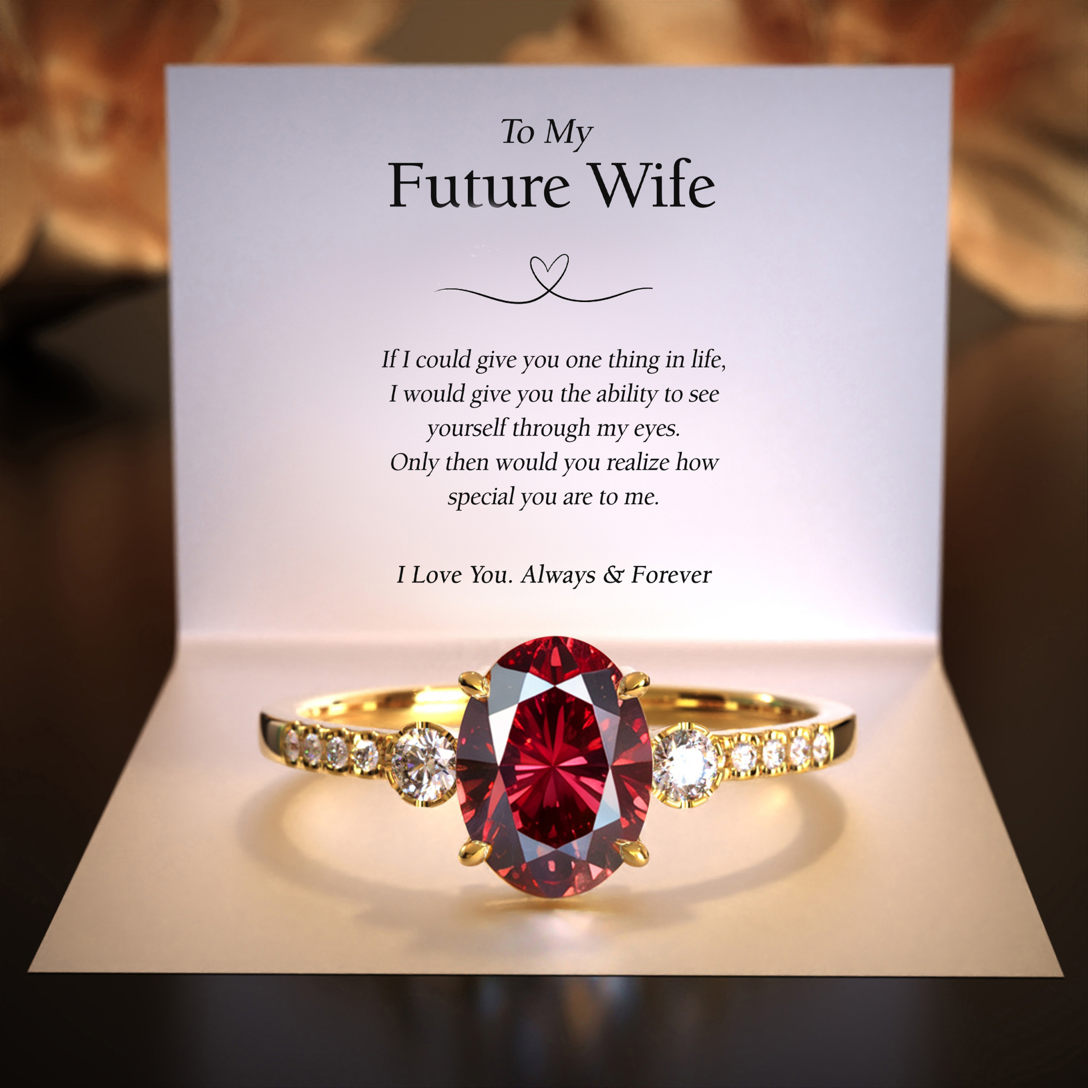 Luna 2CT オーバルカット レッドモアサナイトリング | 未来の妻へ