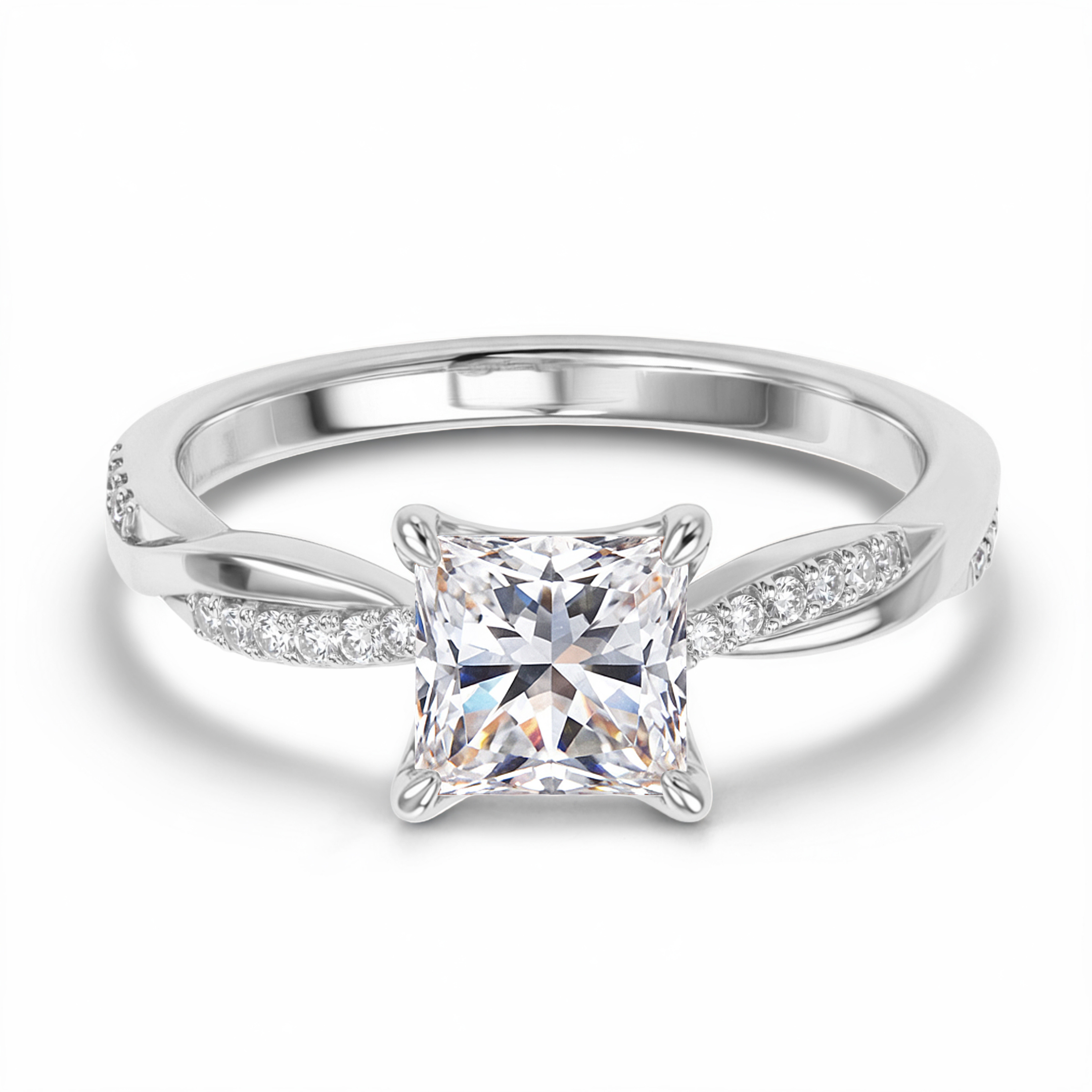 ツイストバンド 1CT プリンセスカット モアッサナイトリング