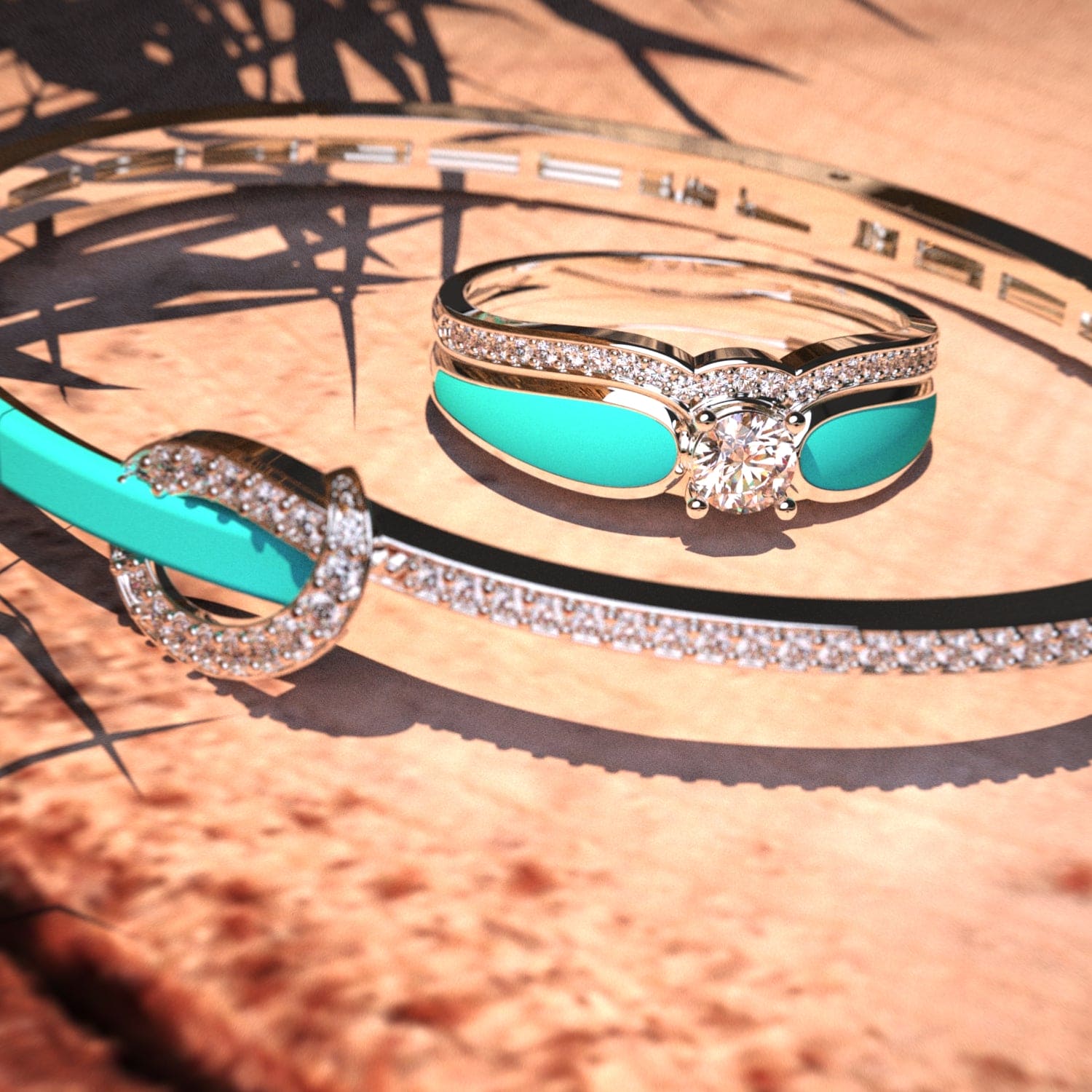 ブルーラグーン:2点セットリング + ブレスレット無料 - S925スターリングシルバー