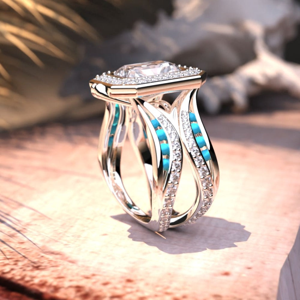 The Ocean's Crown: Ethical Diamond Ring - S925 Sterling Silver