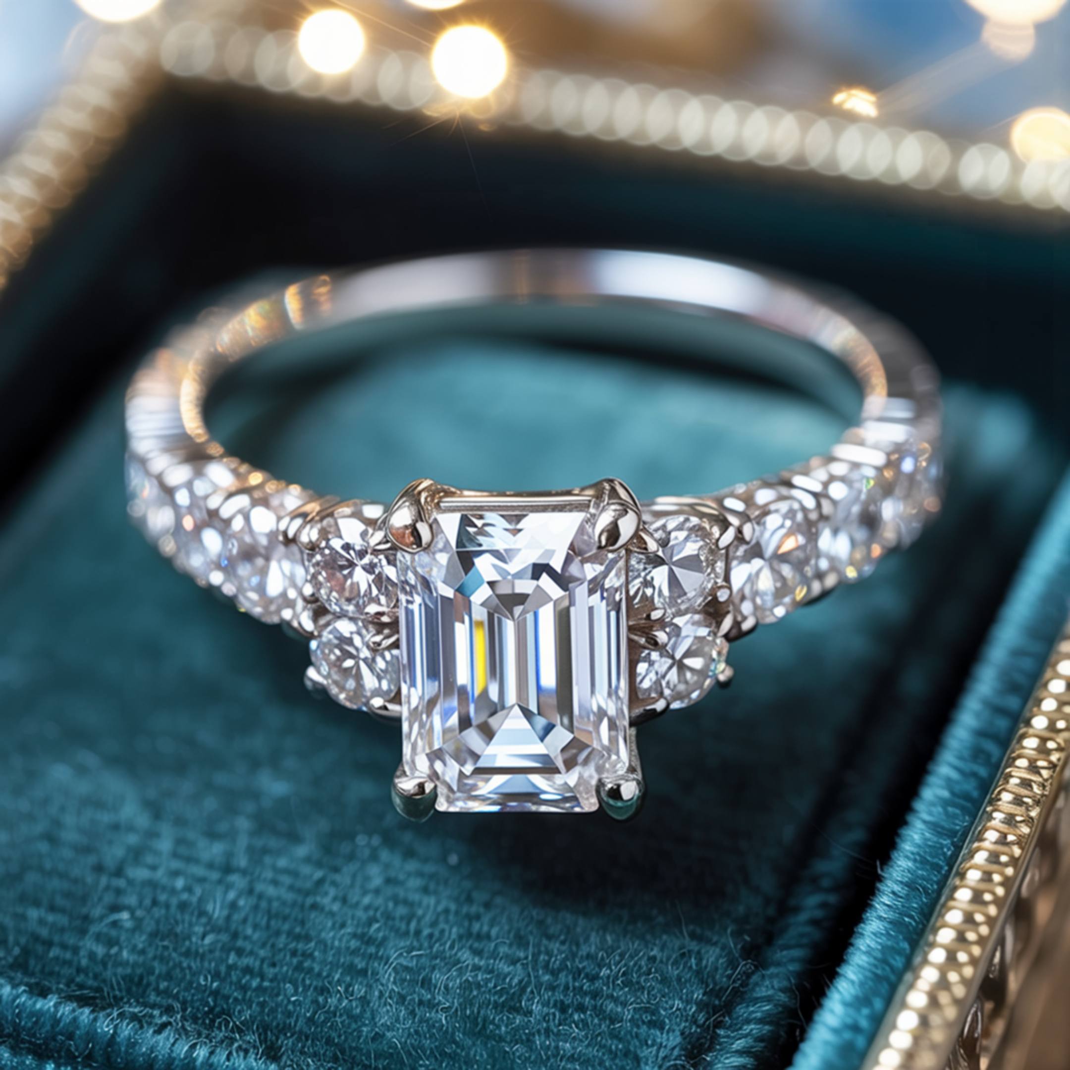 アデリナ・レイ 1CT エメラルドカット モアッサナイトリング