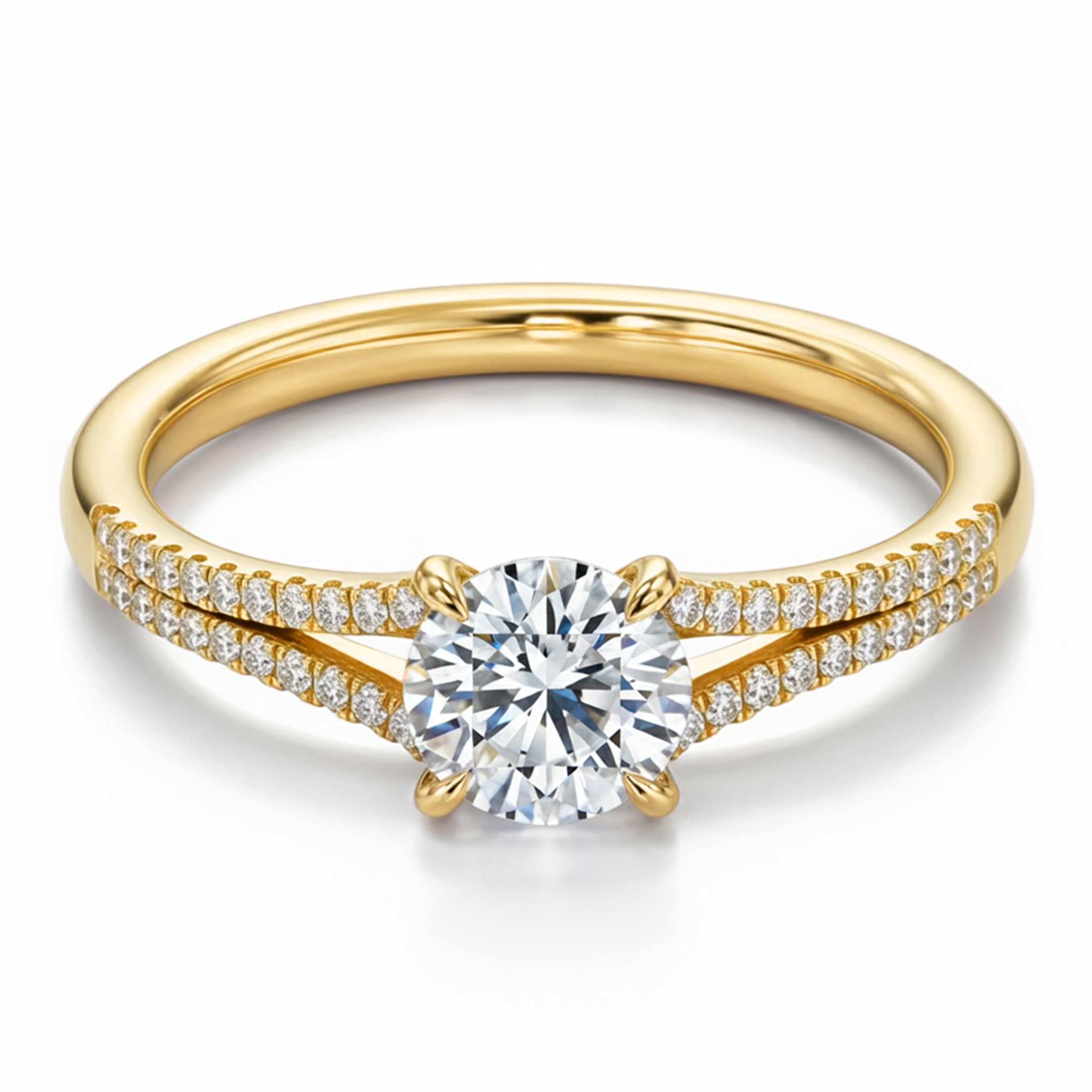 1CT ラウンドカット スプリットシャンク モアッサナイトリング