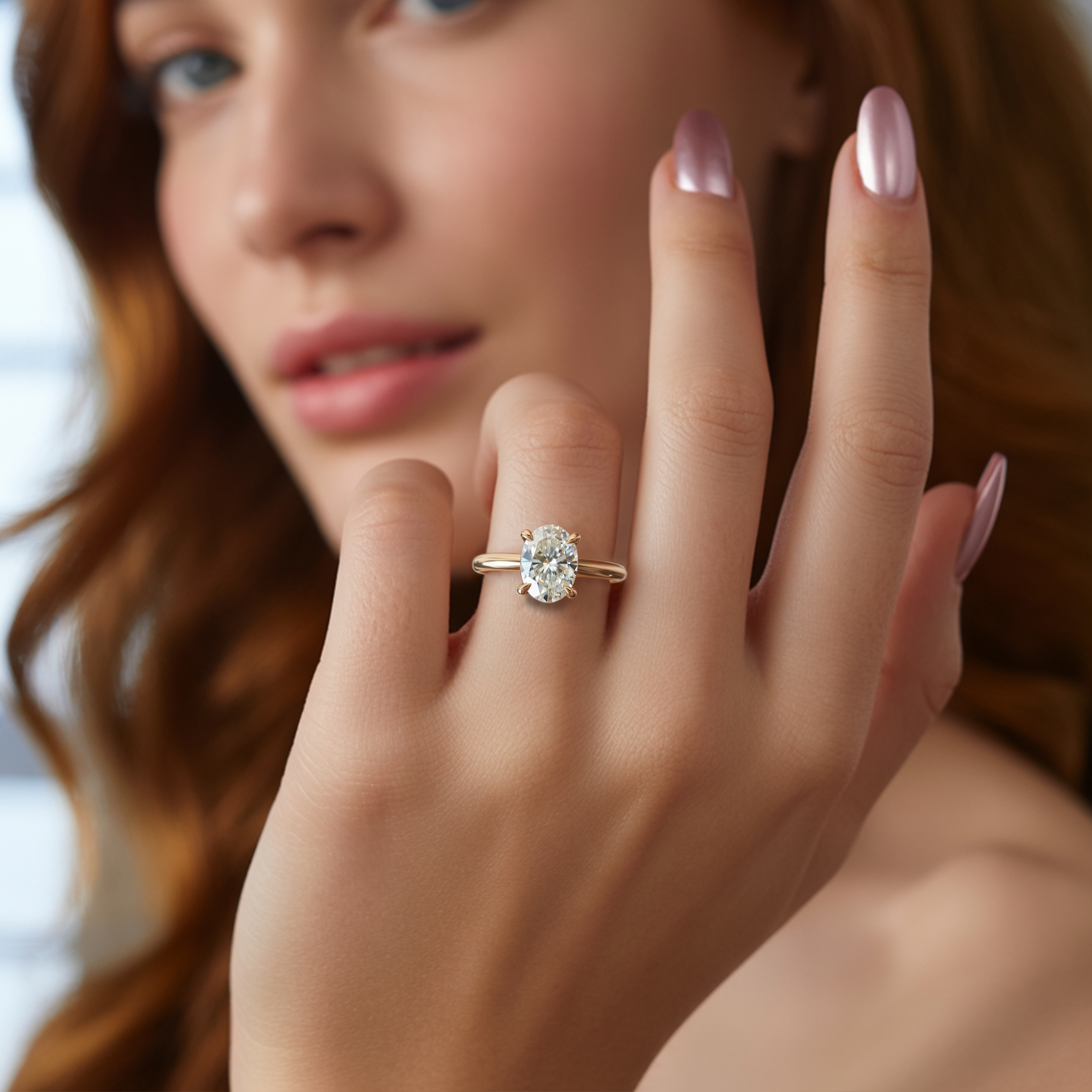 セレスティン - ソリティア モアッサナイトリング