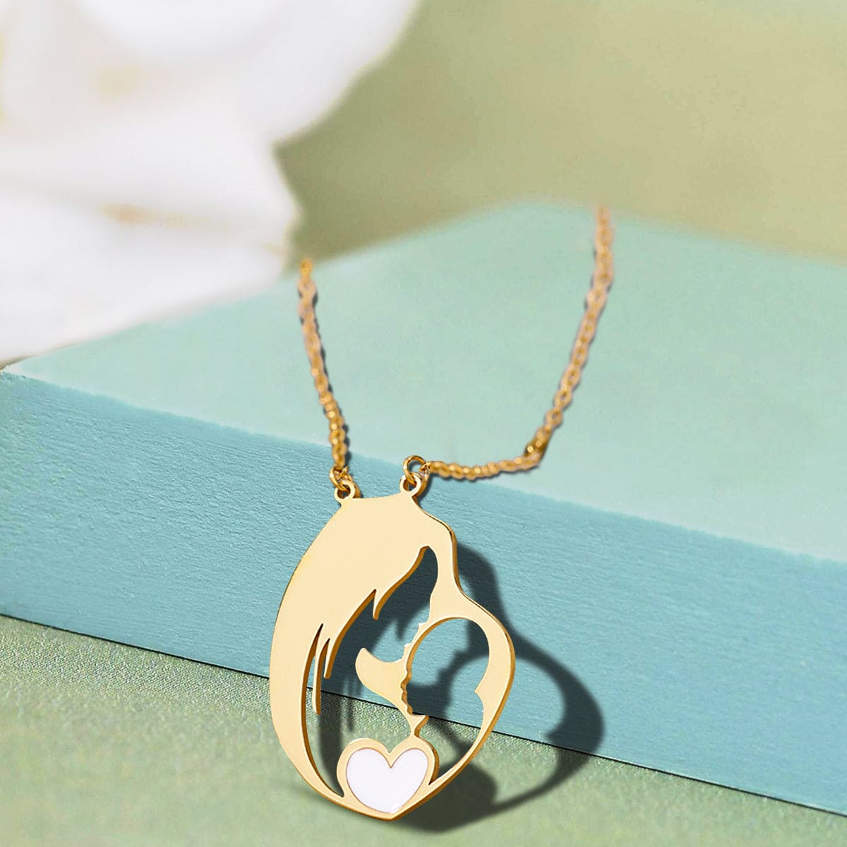 母の愛 ハートペンダントネックレス - ステンレス製