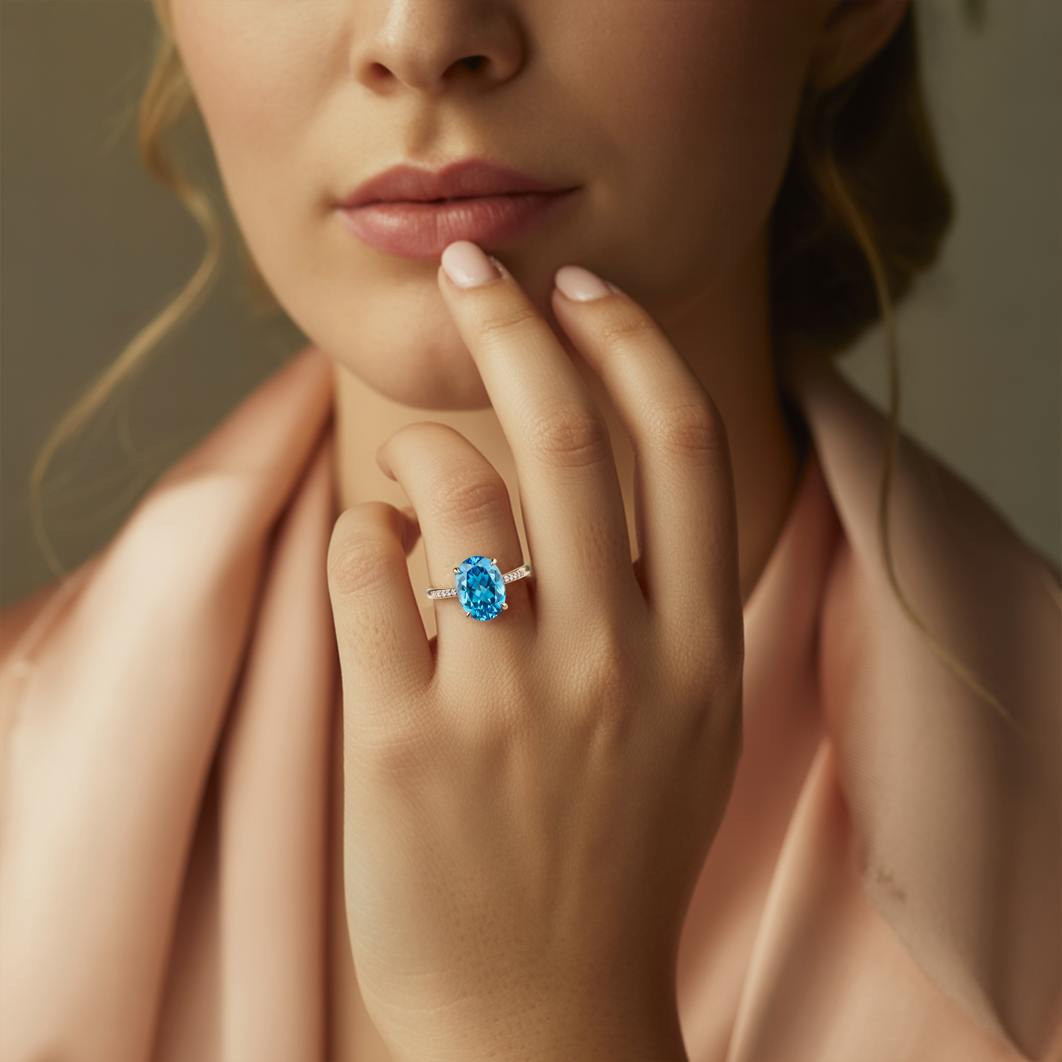 オパライン - ブルーモアッサナイトリング