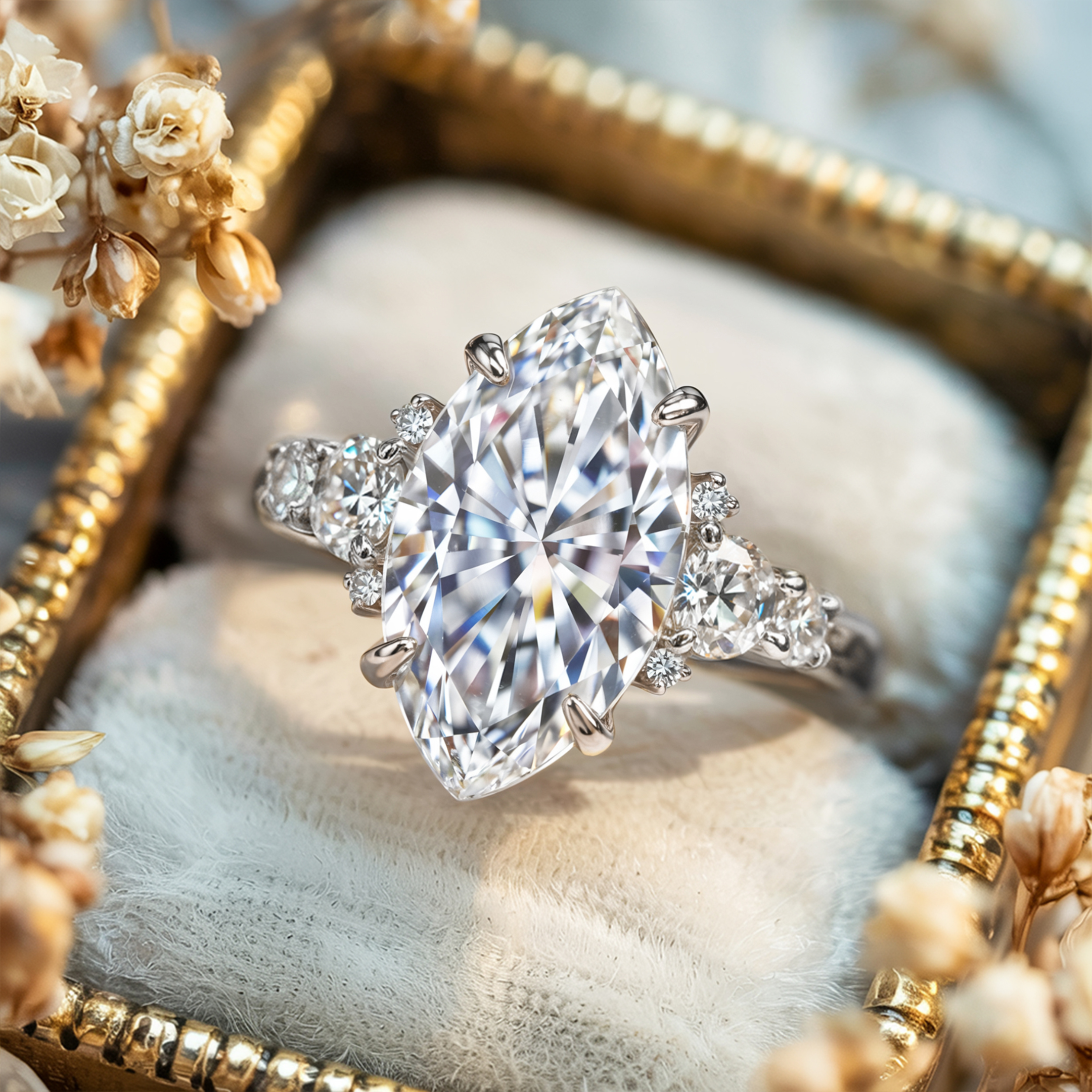 ベラ ジュエル マーキス カット モアッサナイト リング