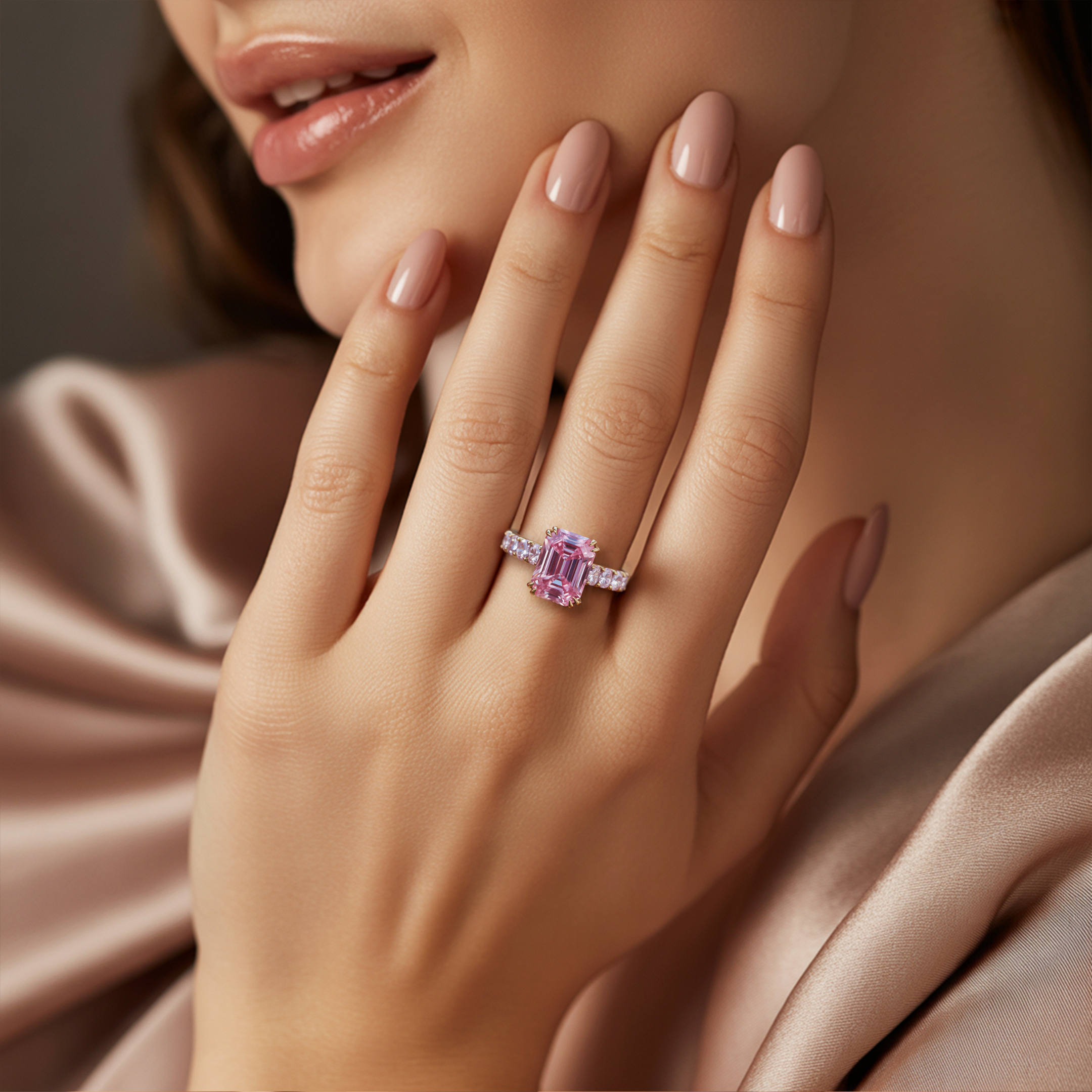 カミラ 2CT ピンクモアサナイトリング