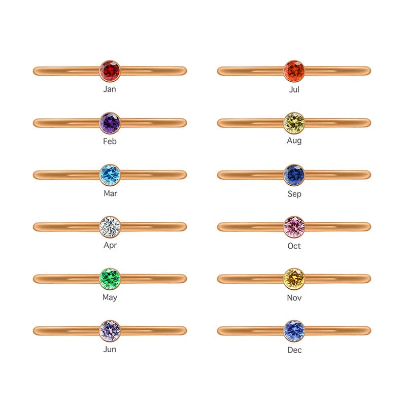 Personalized Family Birthstones Stackable Ring - Stainless Steel