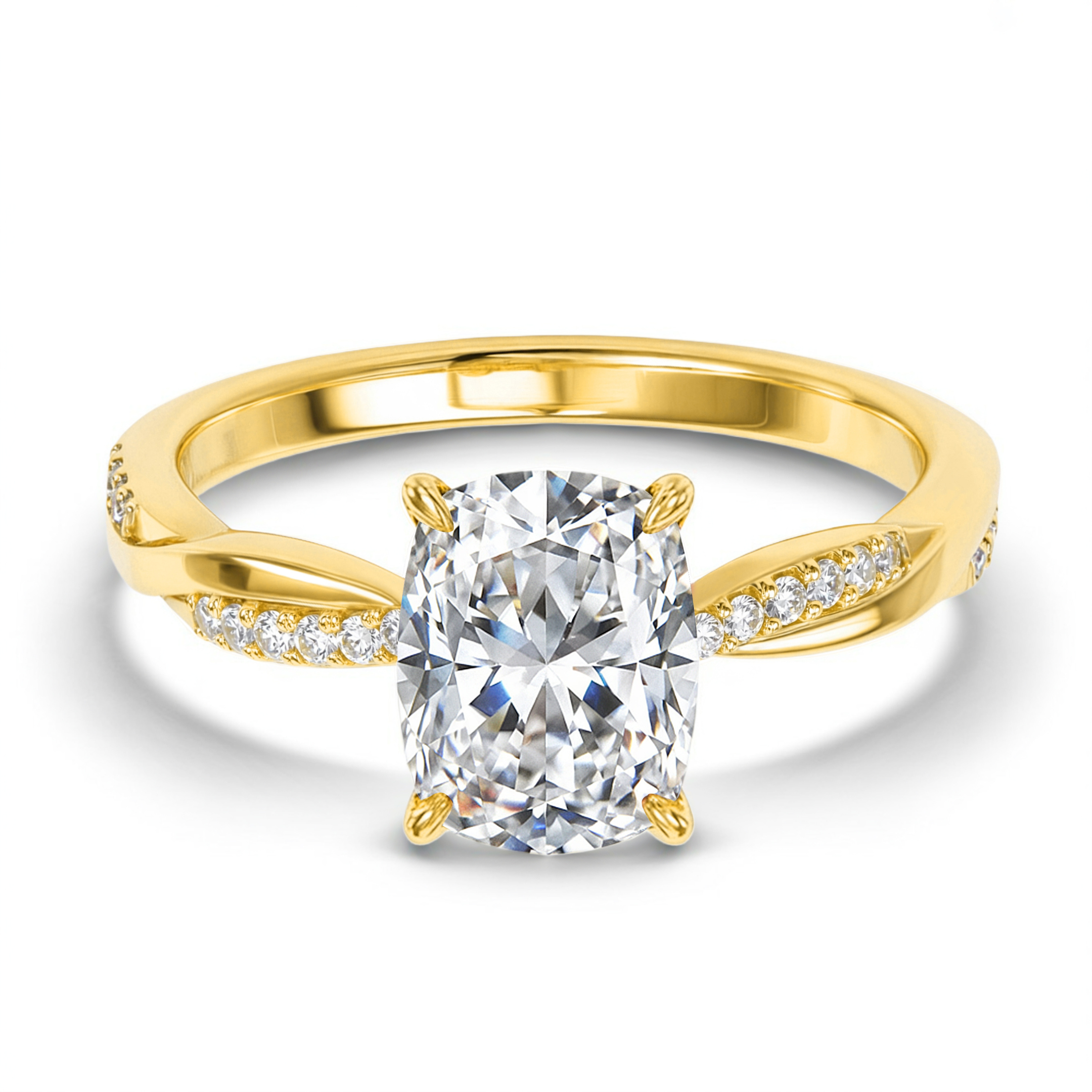 ツイストバンド 1CT クッションカット モアッサナイトリング