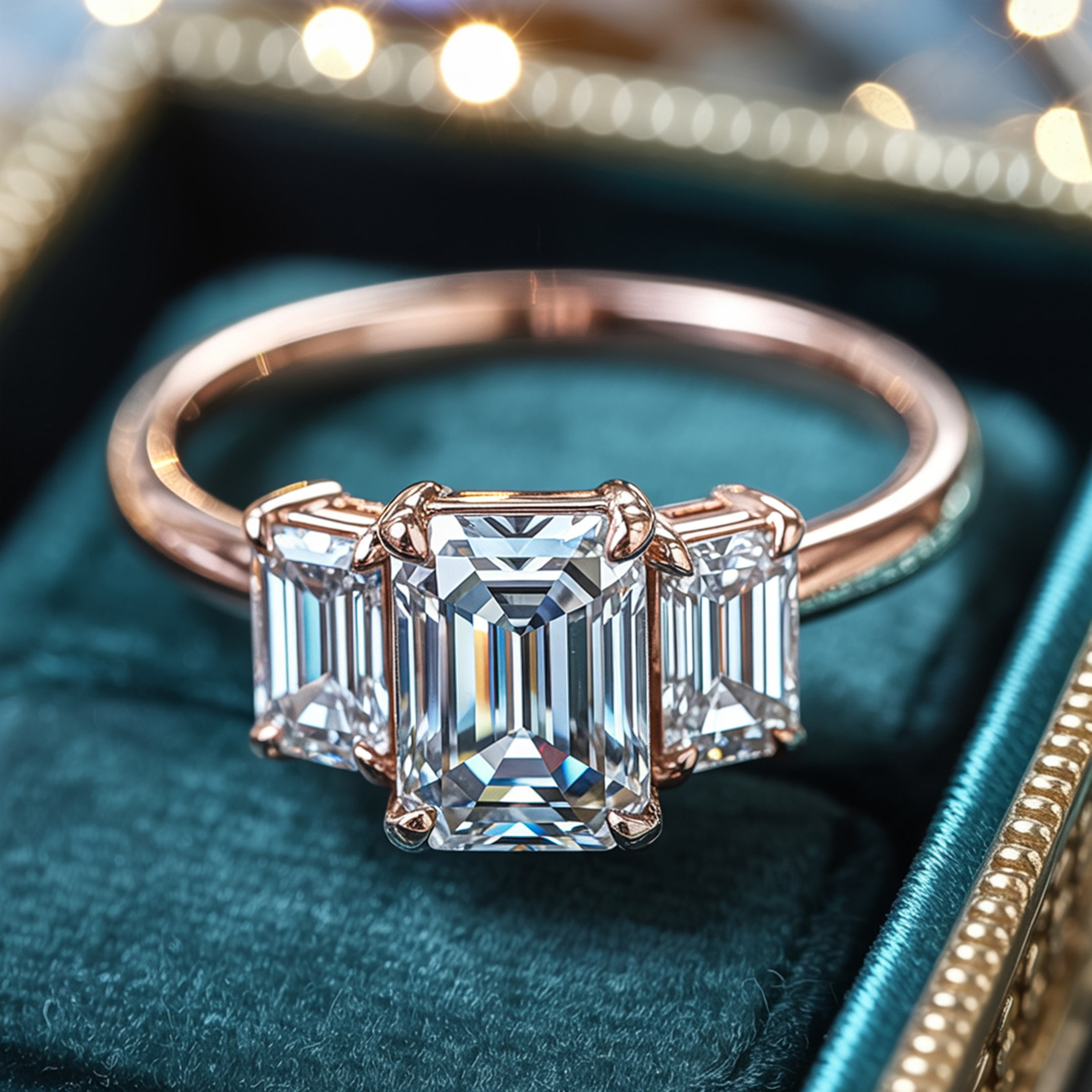 アデリナ・レイ – スリーストーン モアッサナイトリング