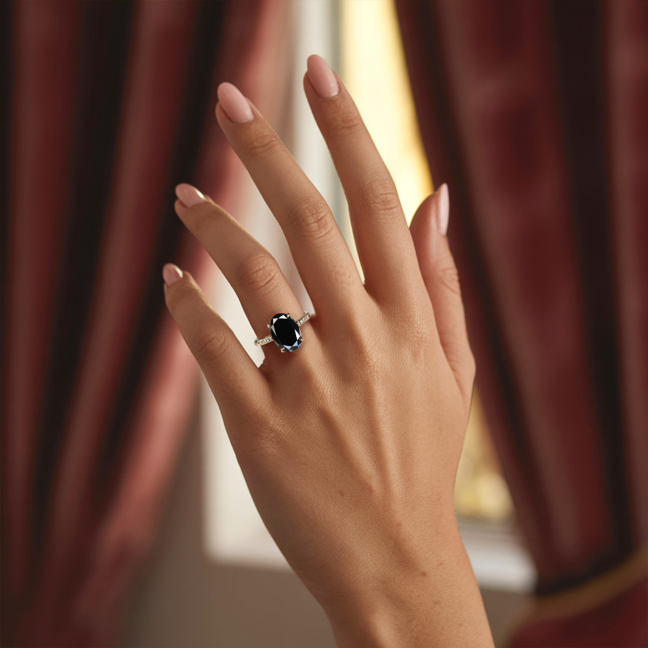 オパライン - ブラックモアサナイトリング