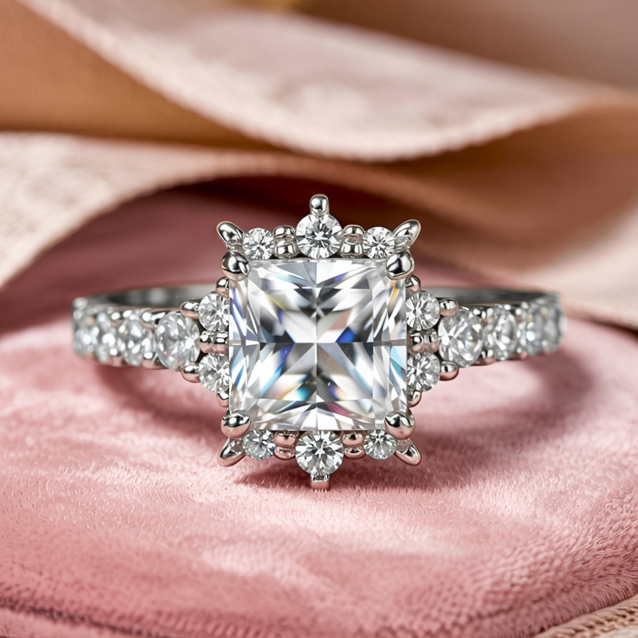 カテリーナ 1CT プリンセスカット ホワイトモアサナイトリング