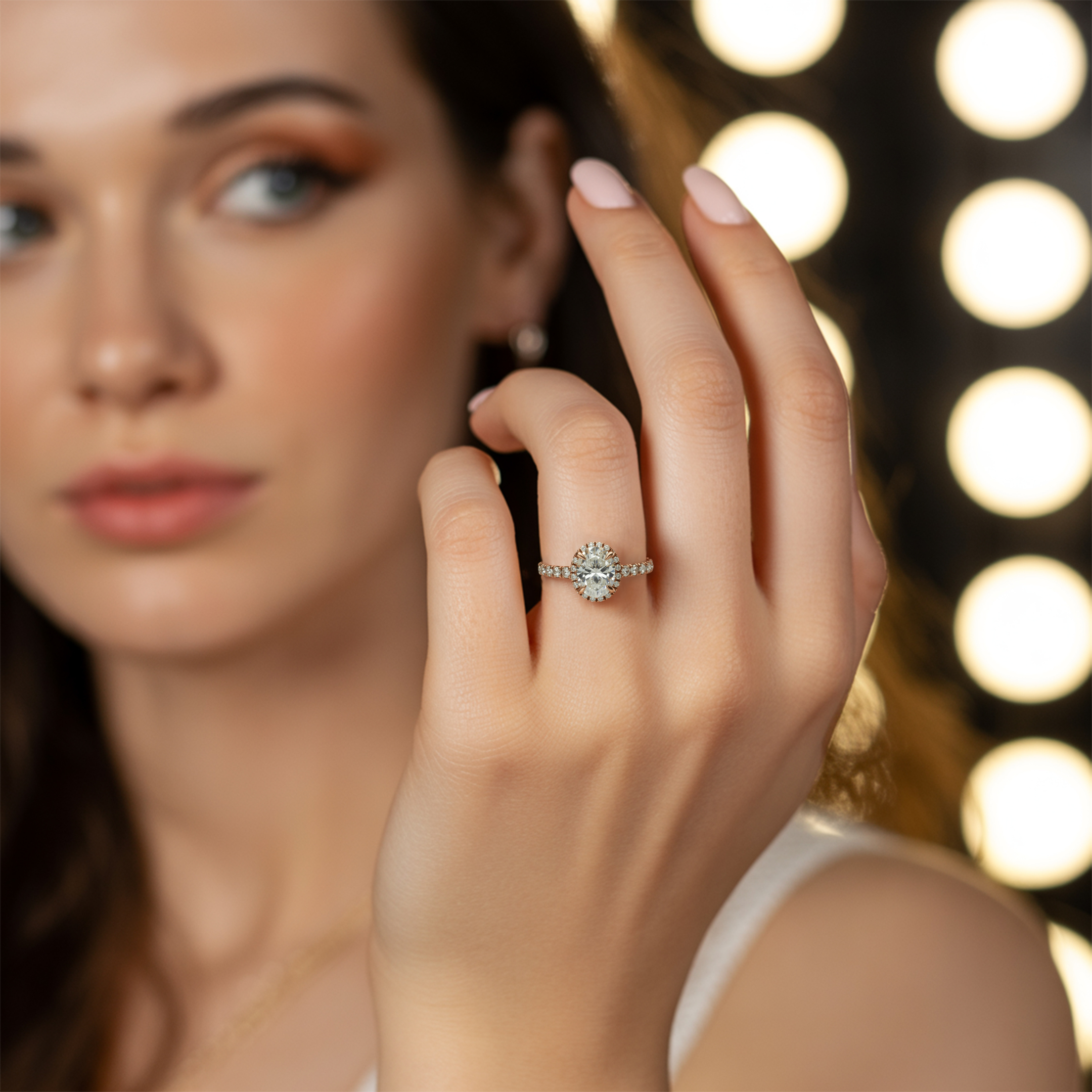 セレスティン - ヘイロー モアッサナイト リング