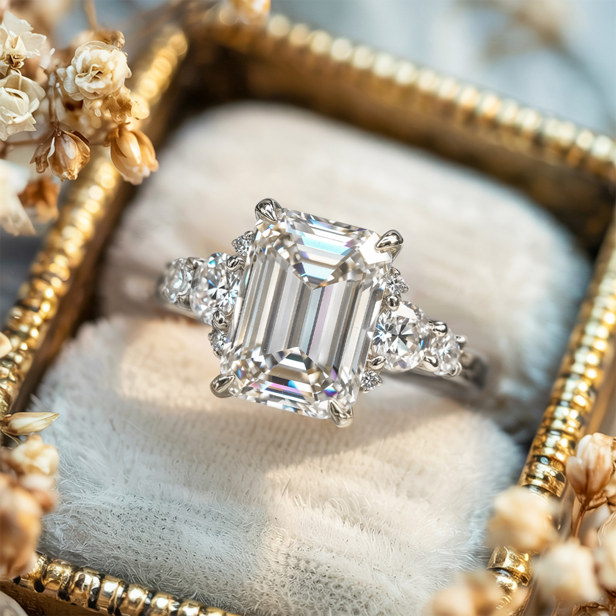 <The Bella Jewel 2CT Emerald Cut Moissanite Ring>
ベラジュエル 2CT エメラルドカット モアッサナイトリング